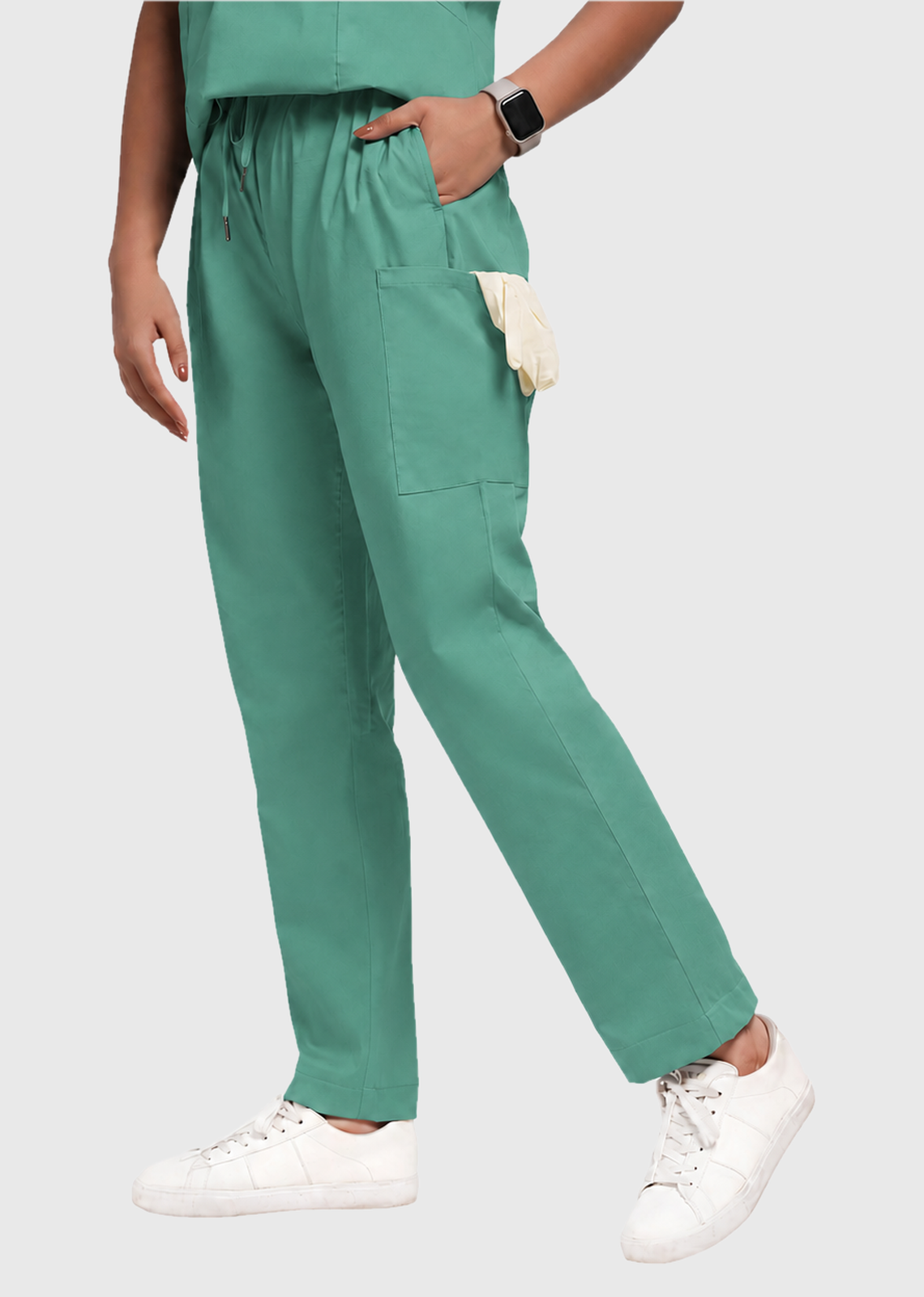 Scrub Set - Women's Cotton V Neck Top | Straight Pant | 6 Pockets#Color_Ocean Teal