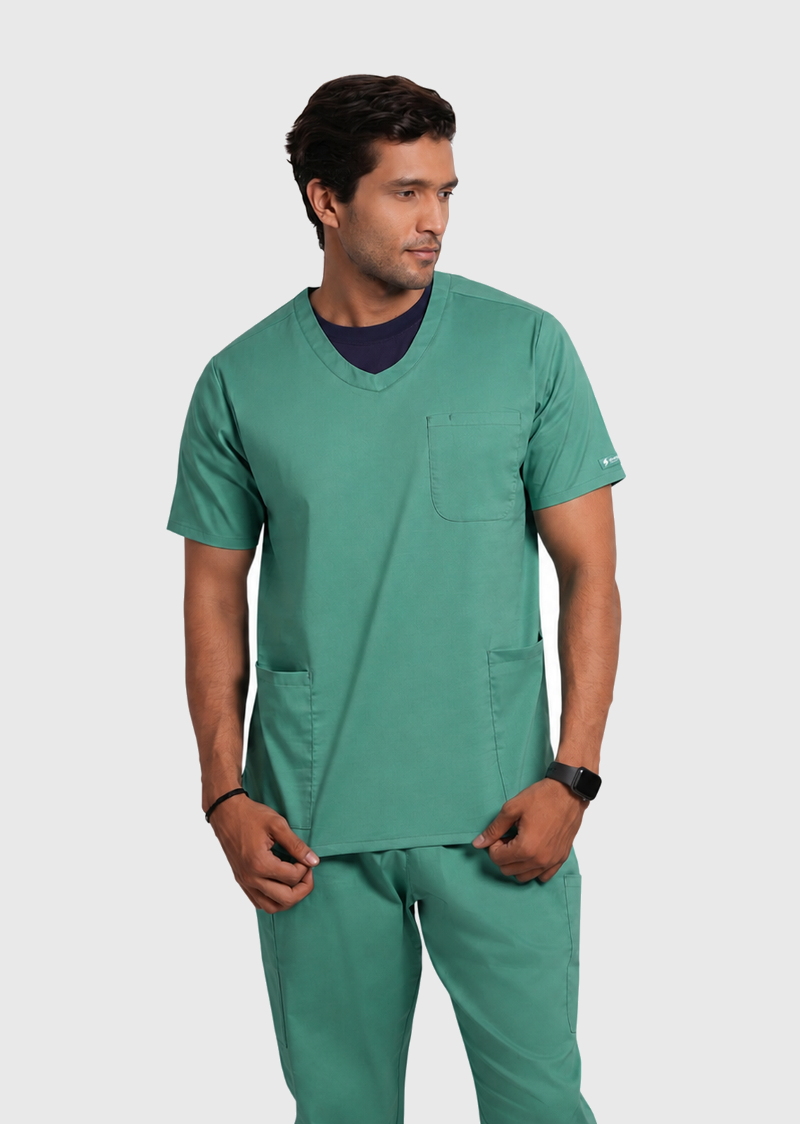 Scrub Top - Men's Cotton V-Neck 3 Pocket