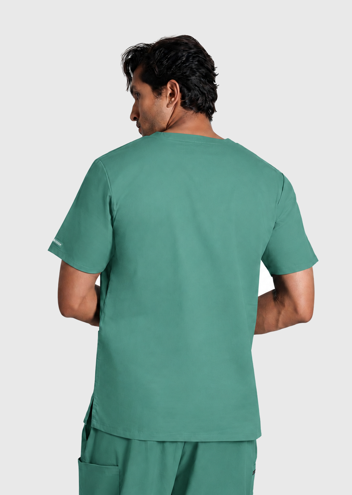 Scrub Set - Men's Cotton V Neck Top | Straight Pant | 7 Pocket#Color_Ocean Teal