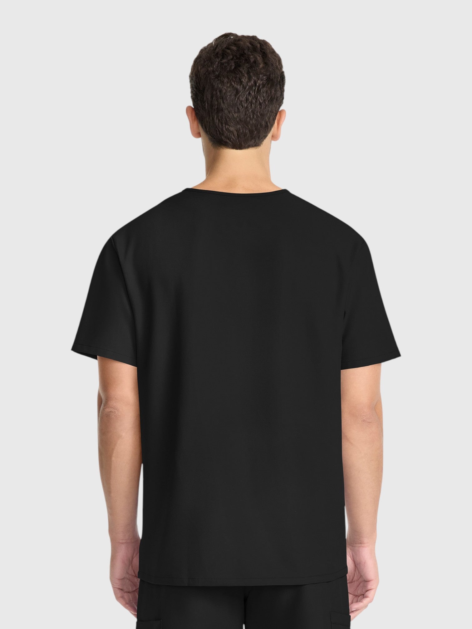 V-Neck Top | Straight Leg Pant 5 Pocket Unisex Scrub Set#Color_Black