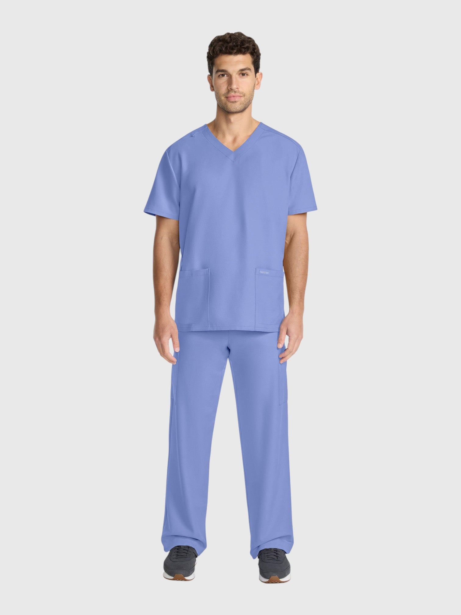 Modern V Neck 2 Pocket Unisex Scrub Top#Color_Ceil Blue