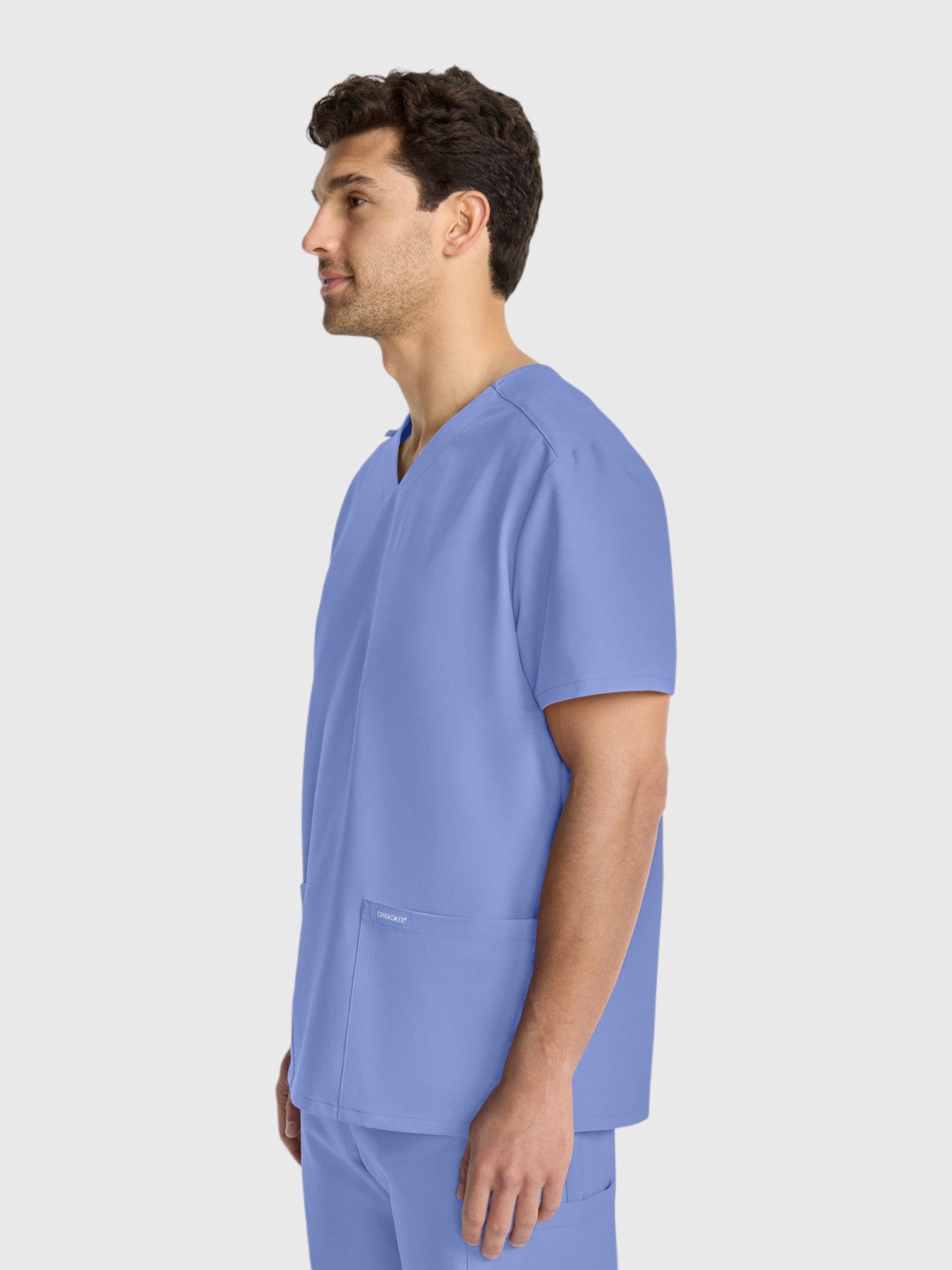 Modern V Neck 2 Pocket Unisex Scrub Top#Color_Ceil Blue