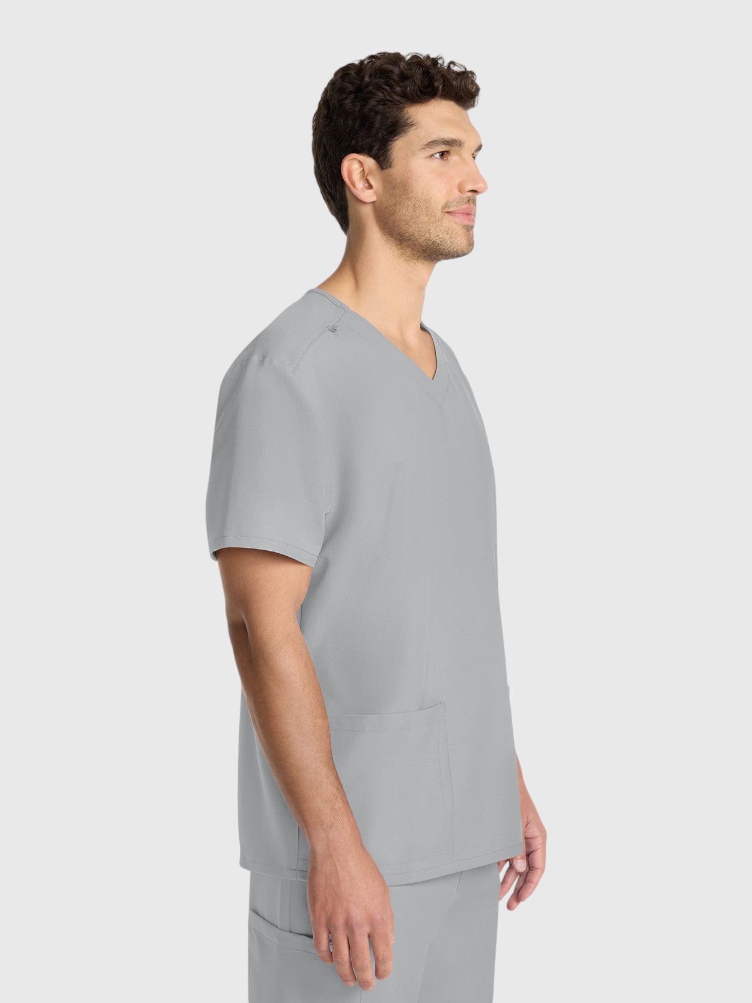 Modern V Neck 2 Pocket Unisex Scrub Top#Color_Grey