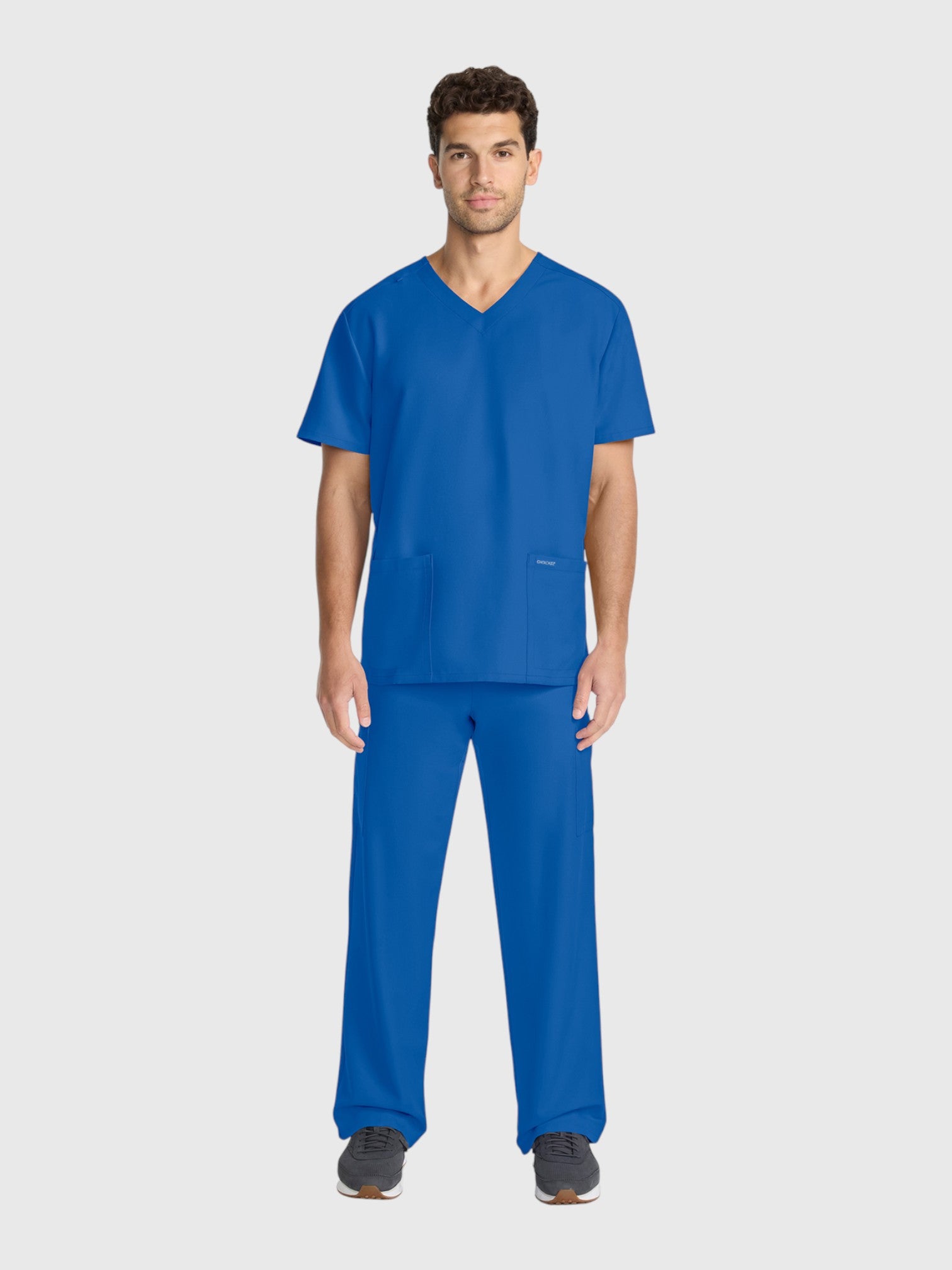 V-Neck Top | Straight Leg Pant 5 Pocket Unisex Scrub Set#Color_Royal Blue