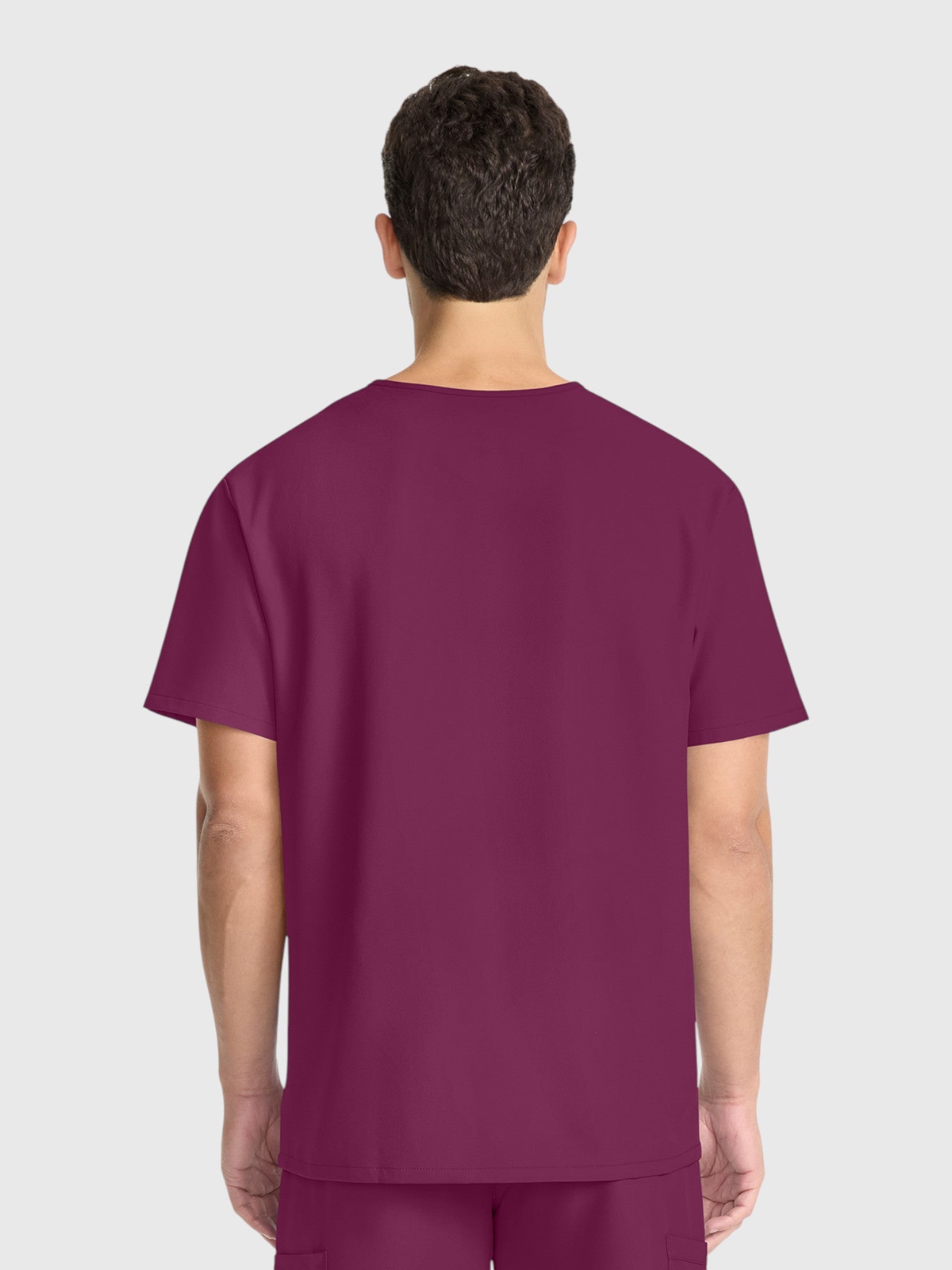 Modern V Neck 2 Pocket Unisex Scrub Top#Color_Wine