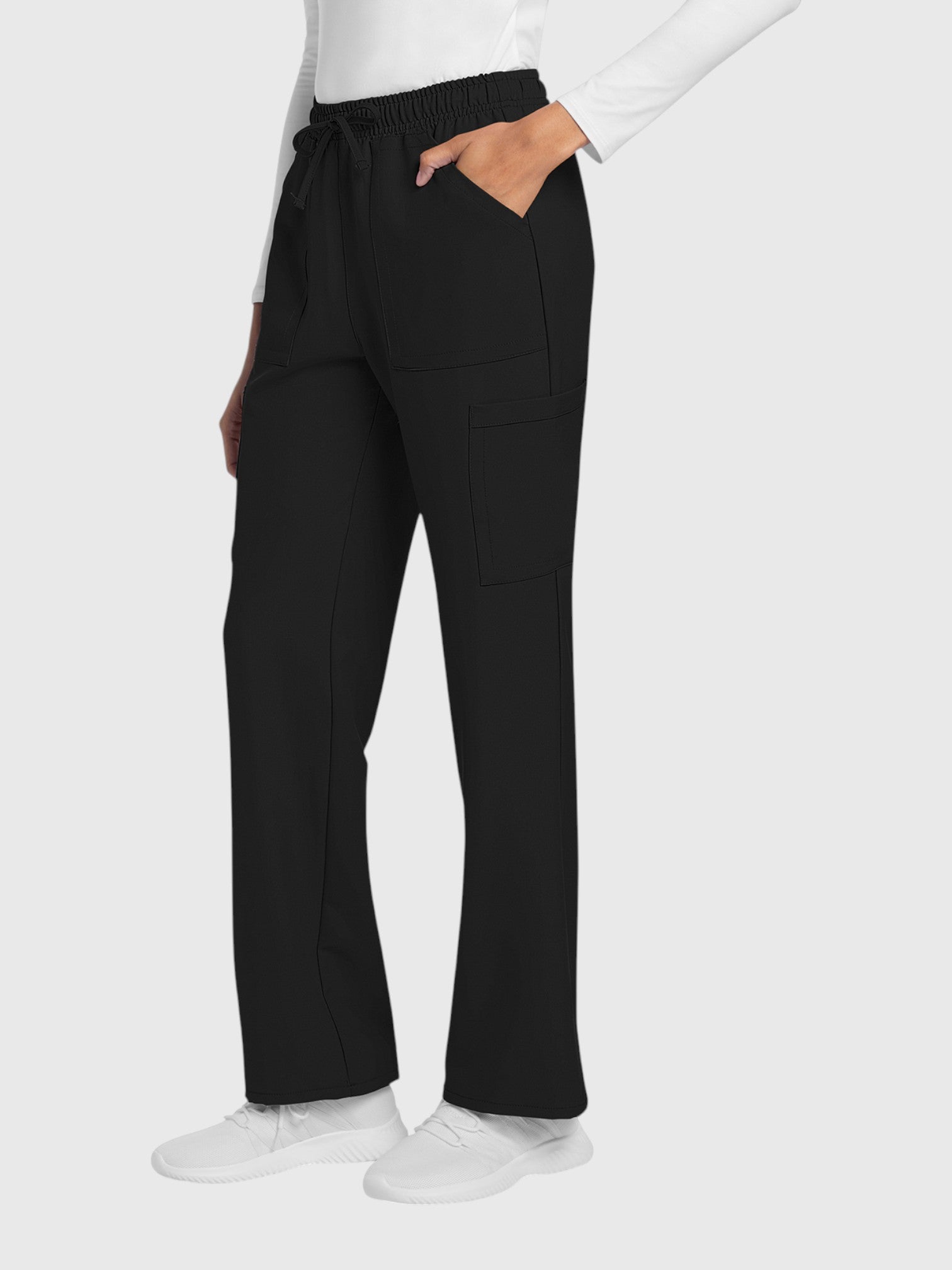 Straight Leg 4 Pocket Women’s Scrub Pant#Color_Black