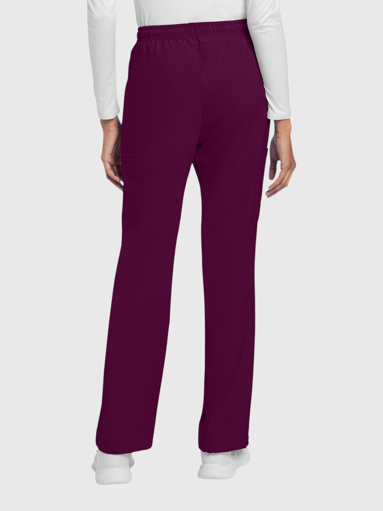 V-Neck Top | Straight Leg Pant 6 Pocket Women's Scrub Set#Color_Wine