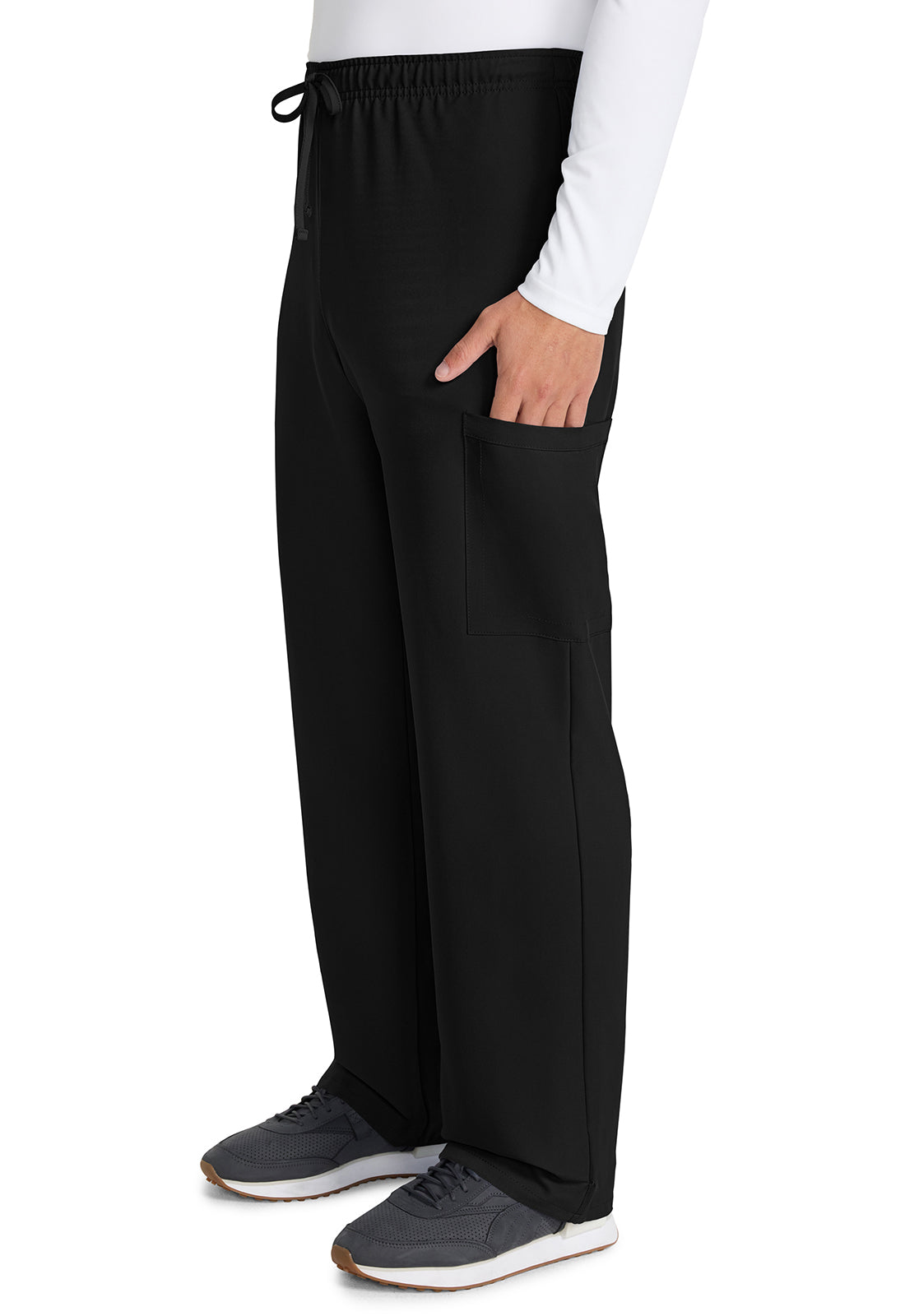 Straight Leg 3 Pocket Unisex Scrub Pant#color_Black
