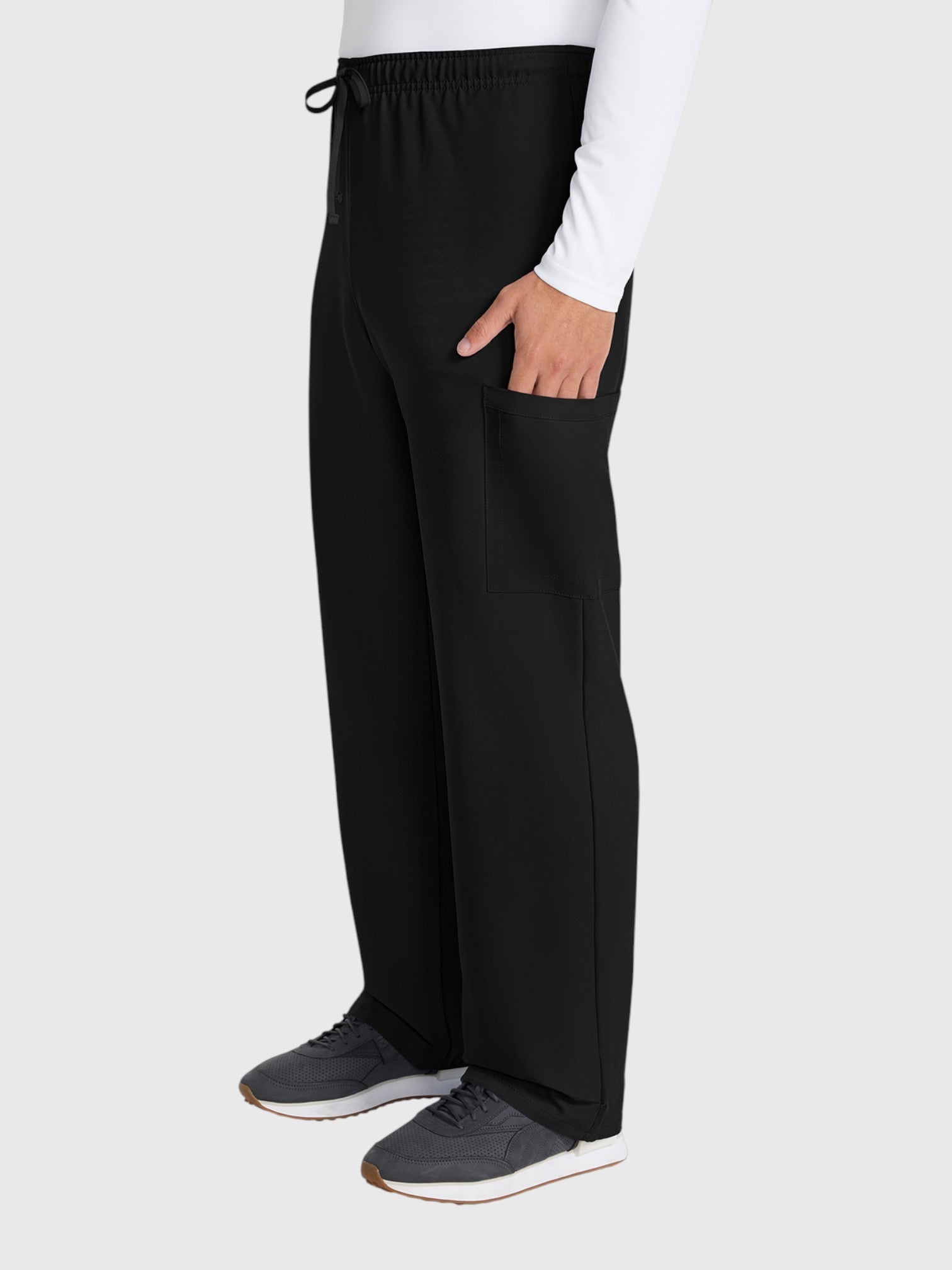 Straight Leg 3 Pocket Unisex Scrub Pant#Color_Black