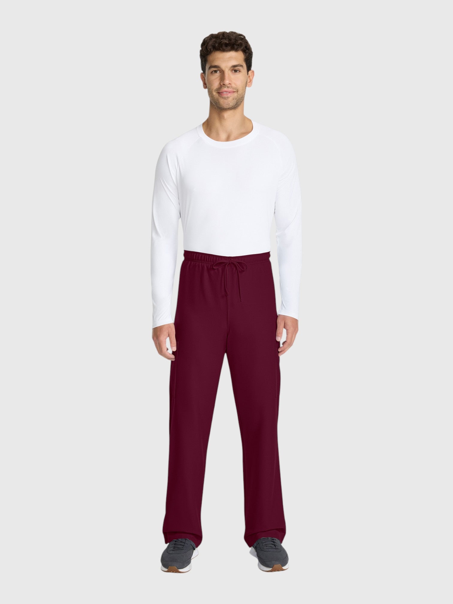 Straight Leg 3 Pocket Unisex Scrub Pant#Color_Wine