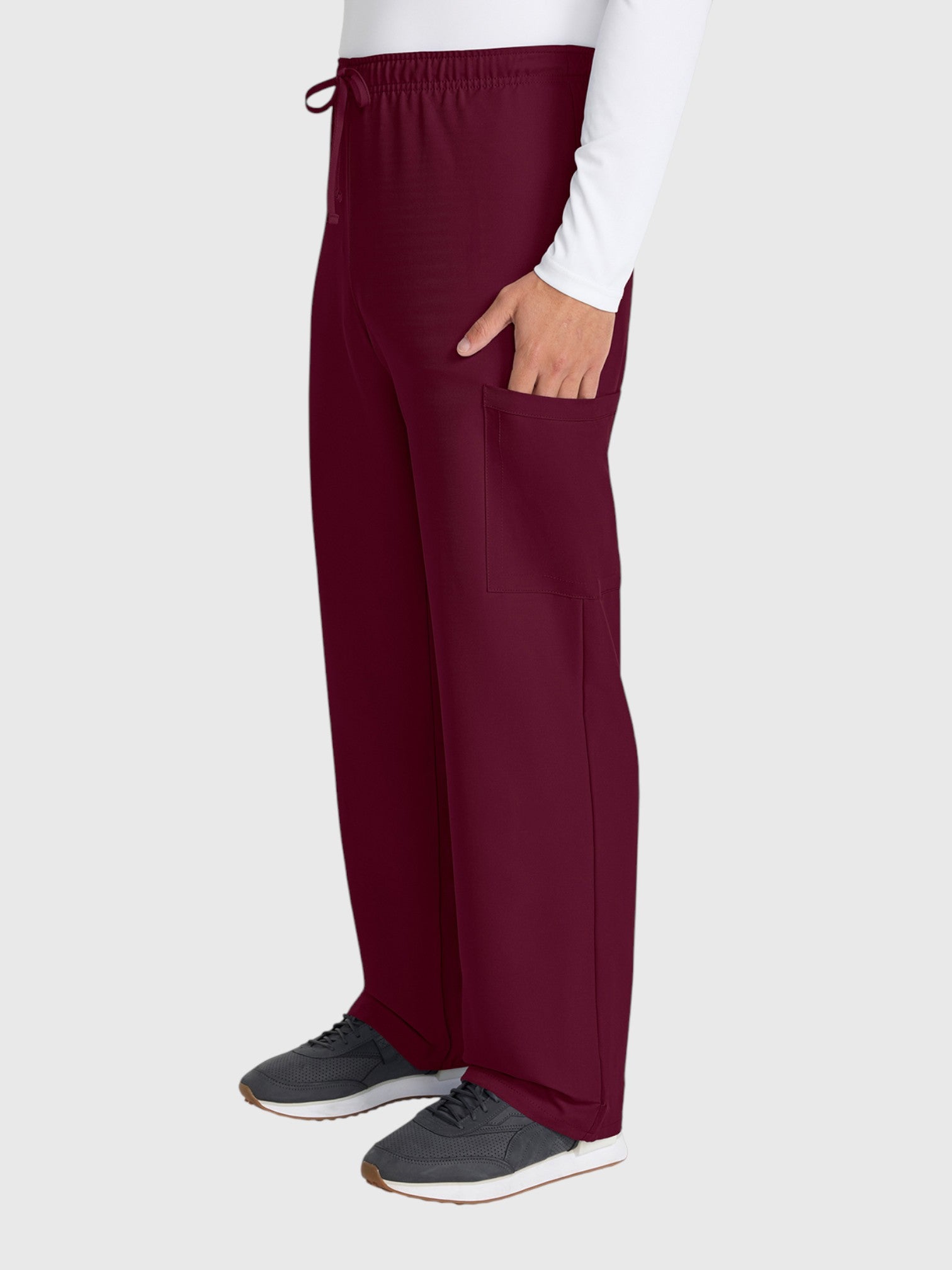 Straight Leg 3 Pocket Unisex Scrub Pant#Color_Wine
