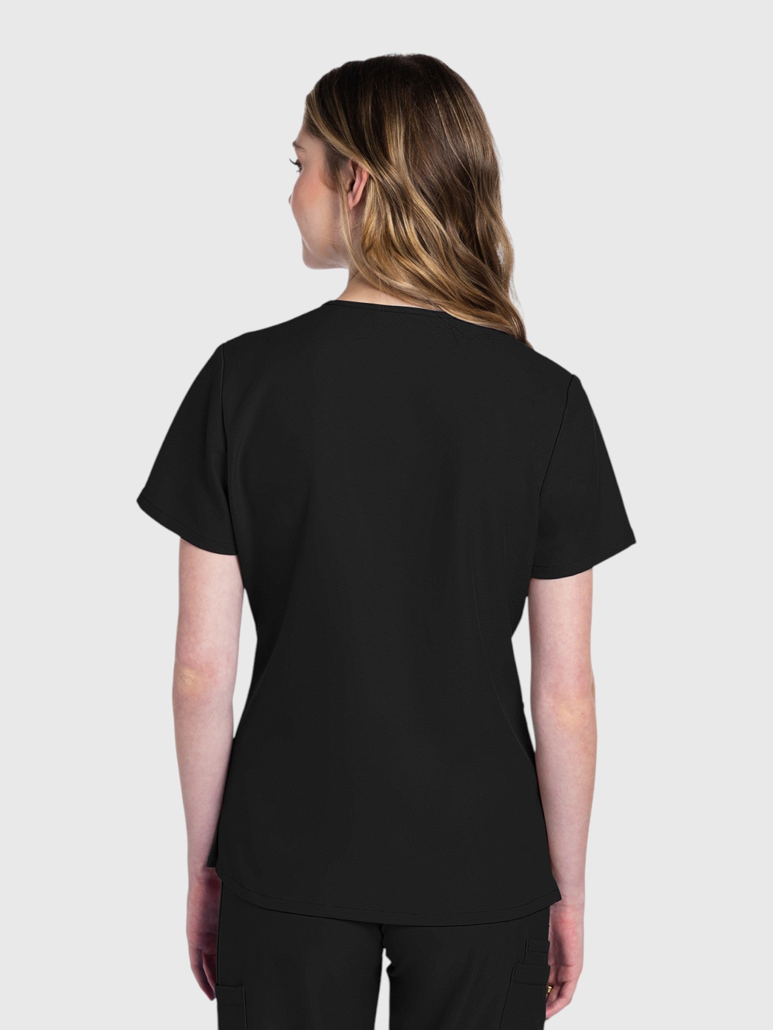 Modern V Neck 2 Pocket Women’s Scrub Top#Color_Black