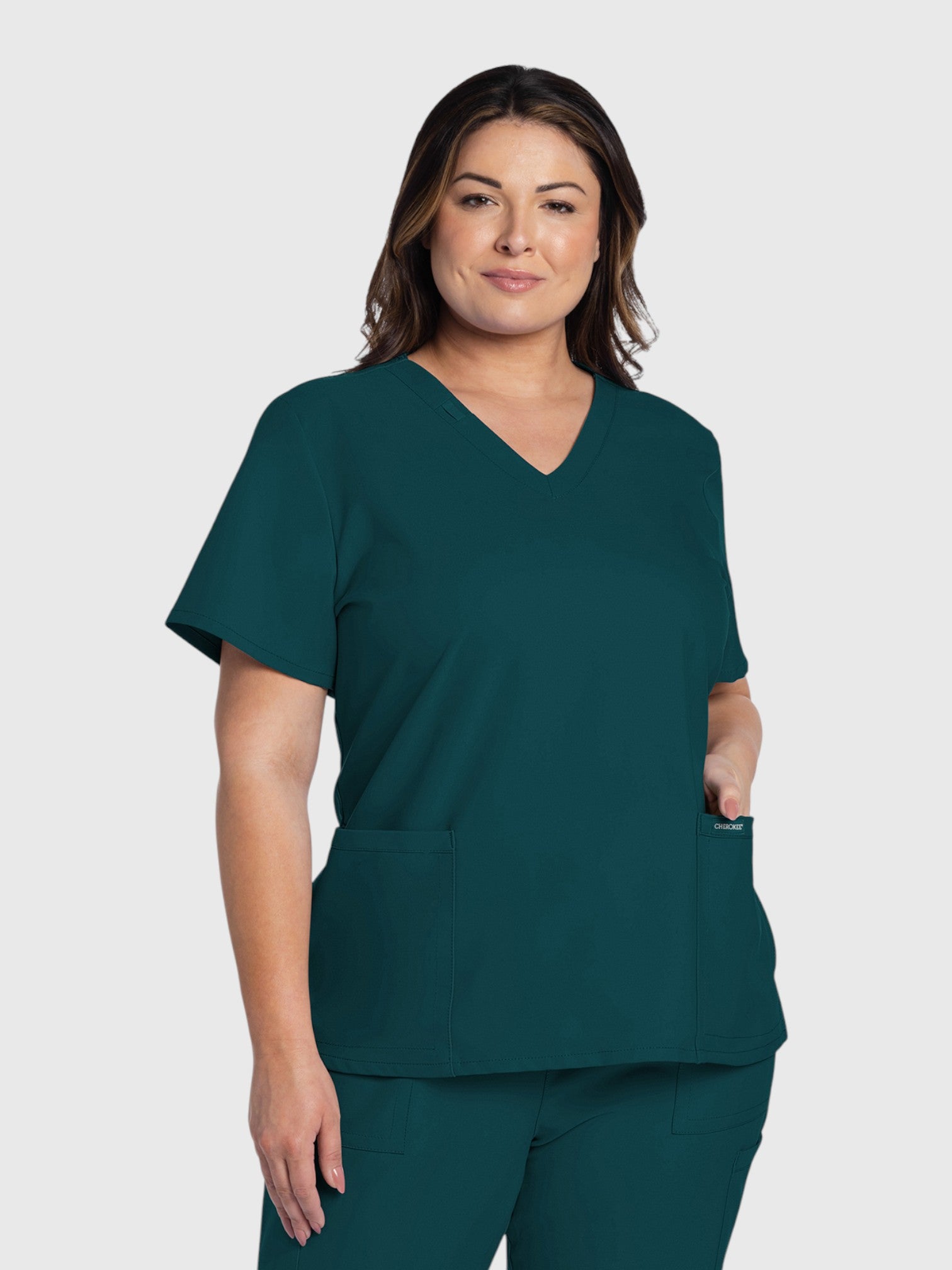 Modern V Neck 2 Pocket Women’s Scrub Top#Color_Caribbean Blue