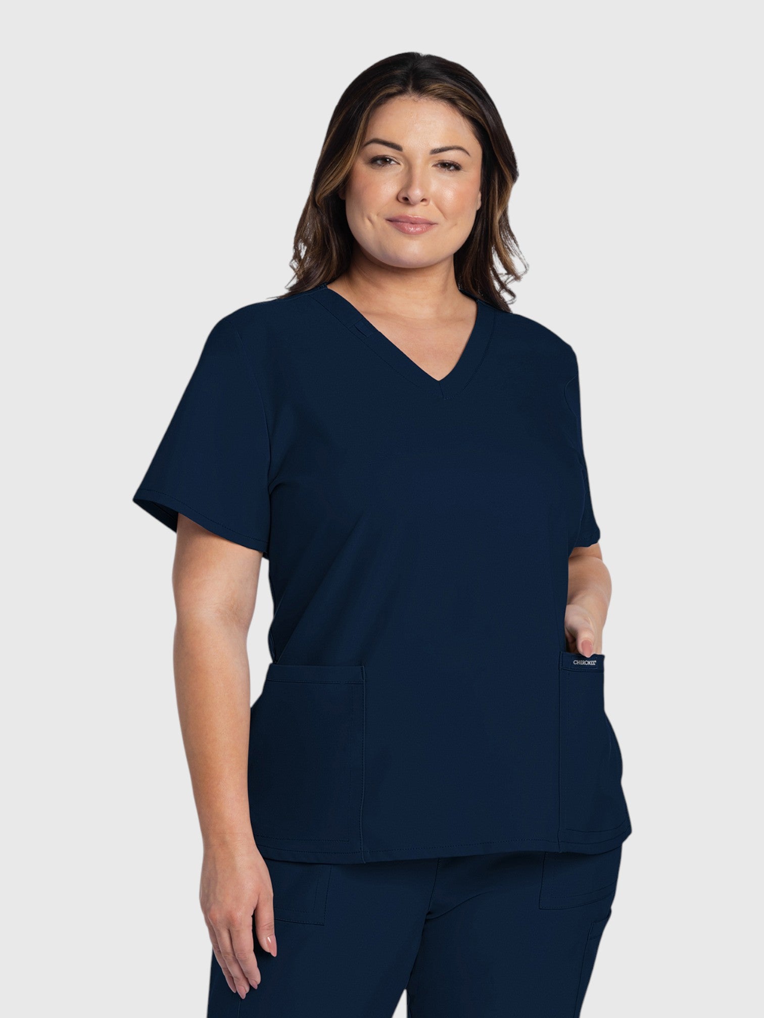 Modern V Neck 2 Pocket Women’s Scrub Top#Color_Navy Blue