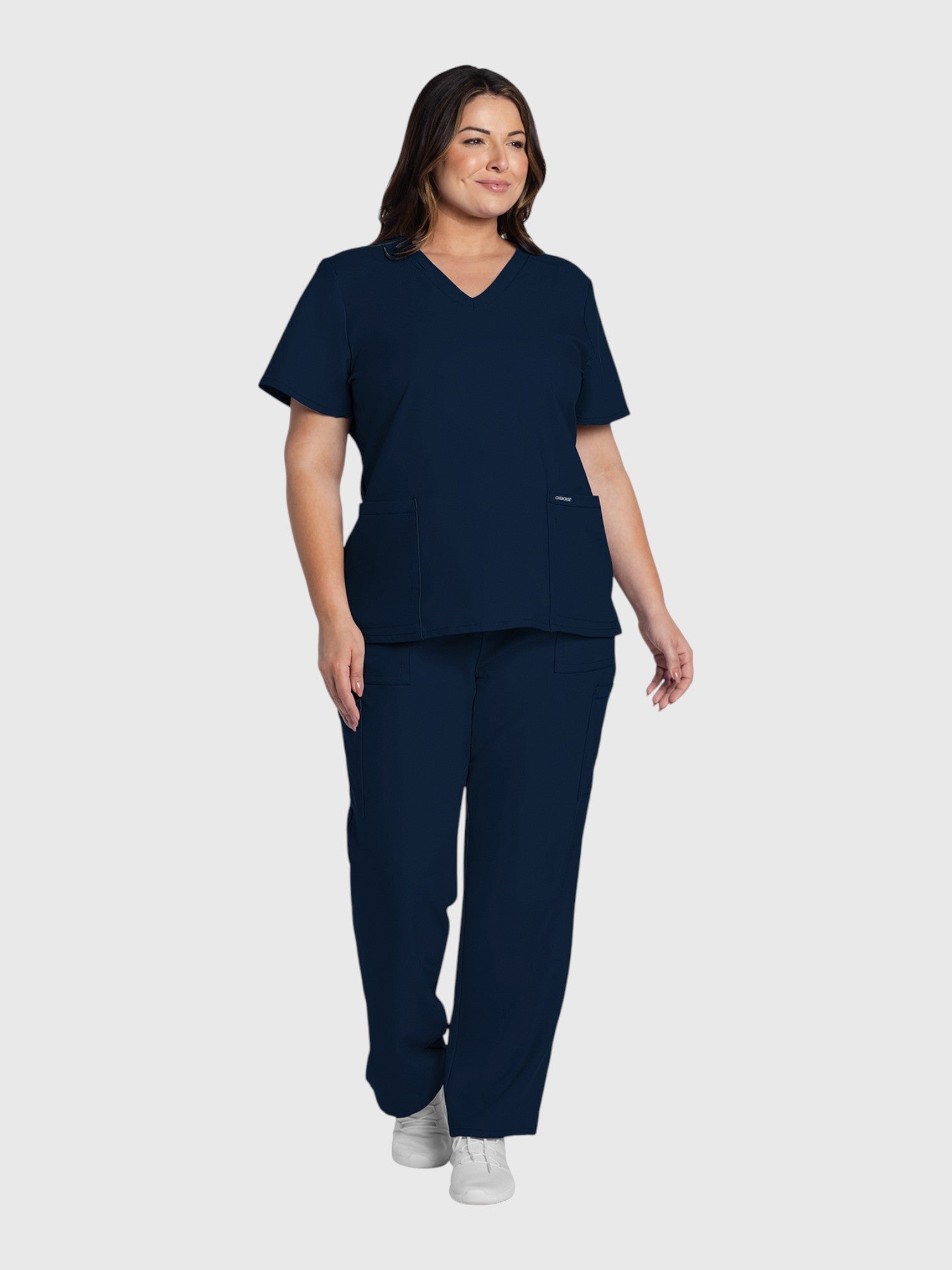 V-Neck Top | Straight Leg Pant 6 Pocket Women's Scrub Set#Color_Navy Blue