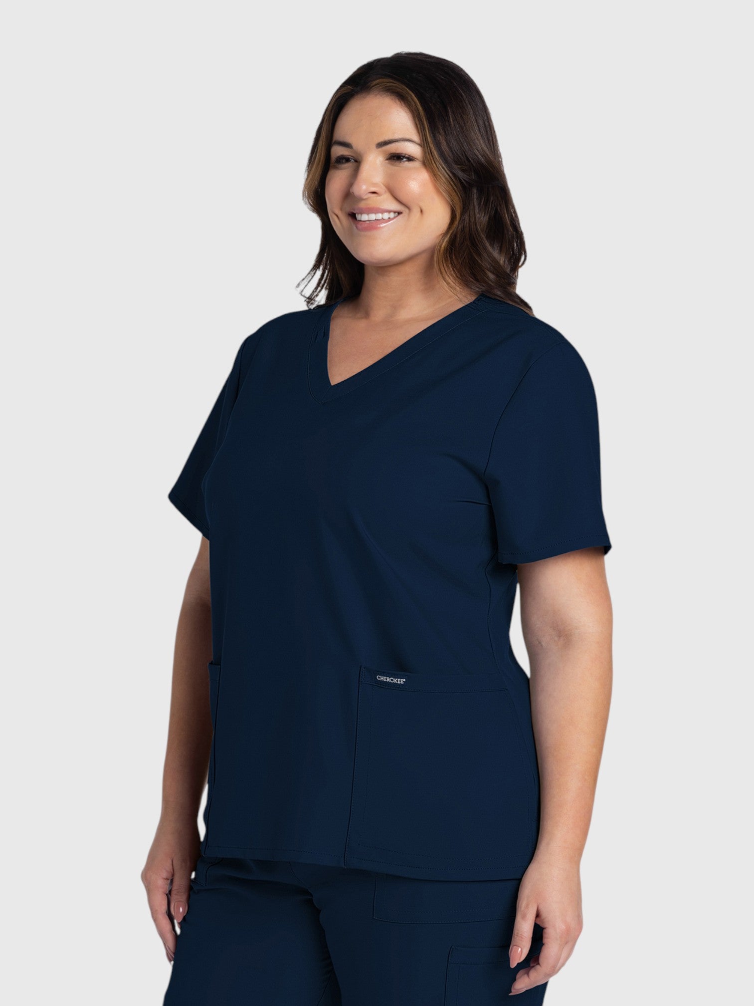 V-Neck Top | Straight Leg Pant 6 Pocket Women's Scrub Set#Color_Navy Blue