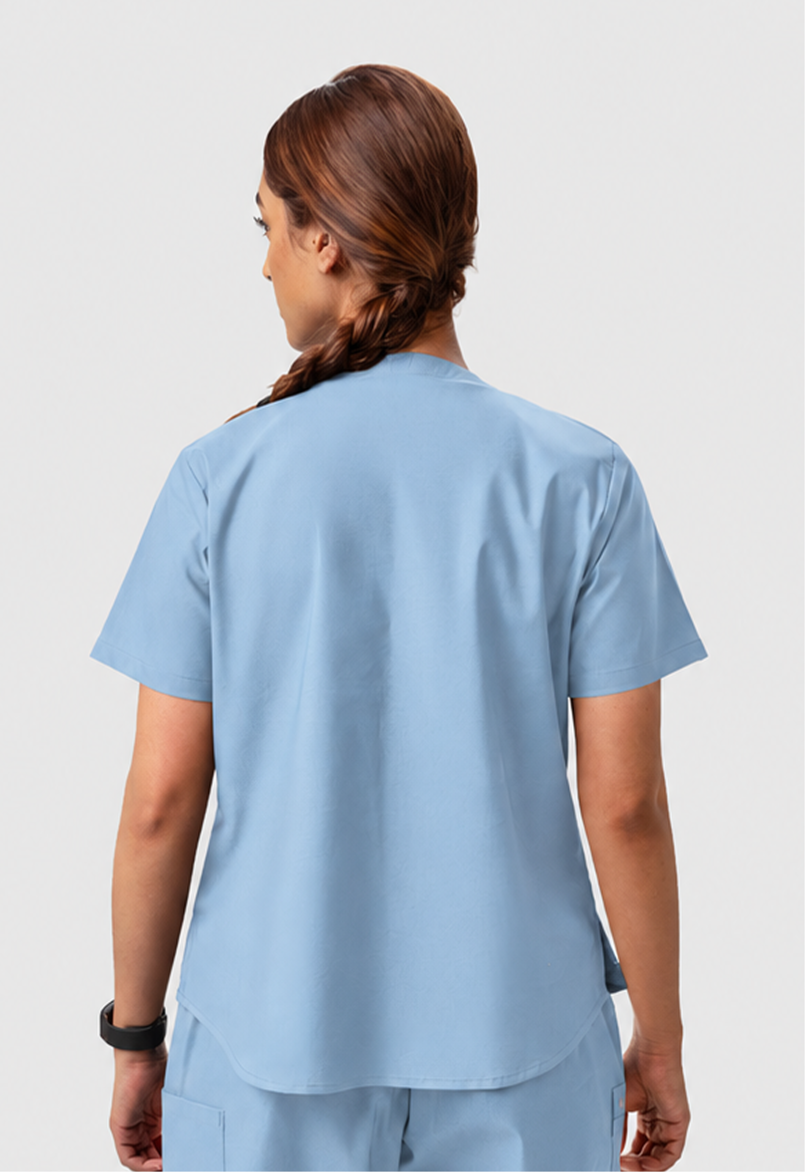 Modern V-Neck 2 Pocket Women's Cotton Scrub Top#Color_Ceil Blue