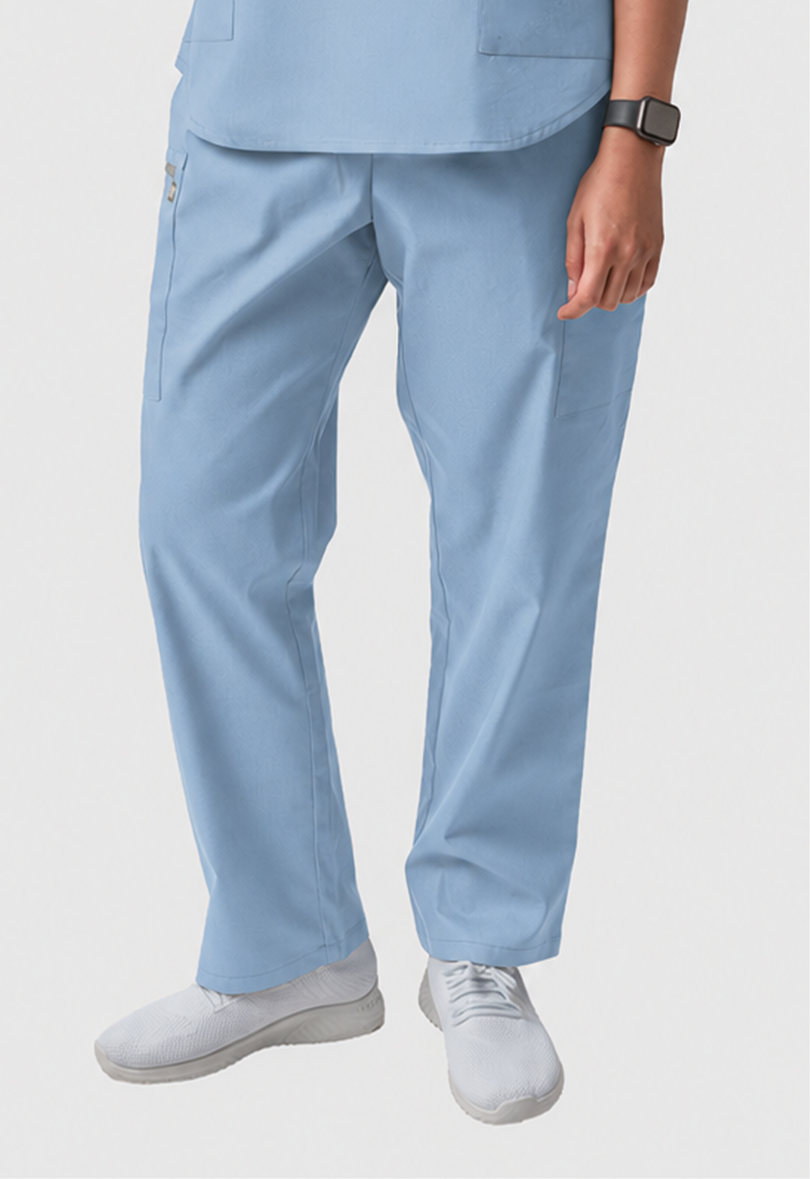 Straight 4 Pockets Women's Cotton Scrub Pant#Color_Ceil Blue
