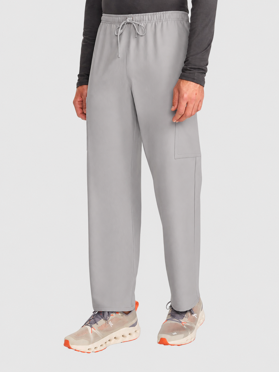 V-Neck Top | Straight Leg Pant 5 Pocket Unisex Scrub Set#Color_Grey