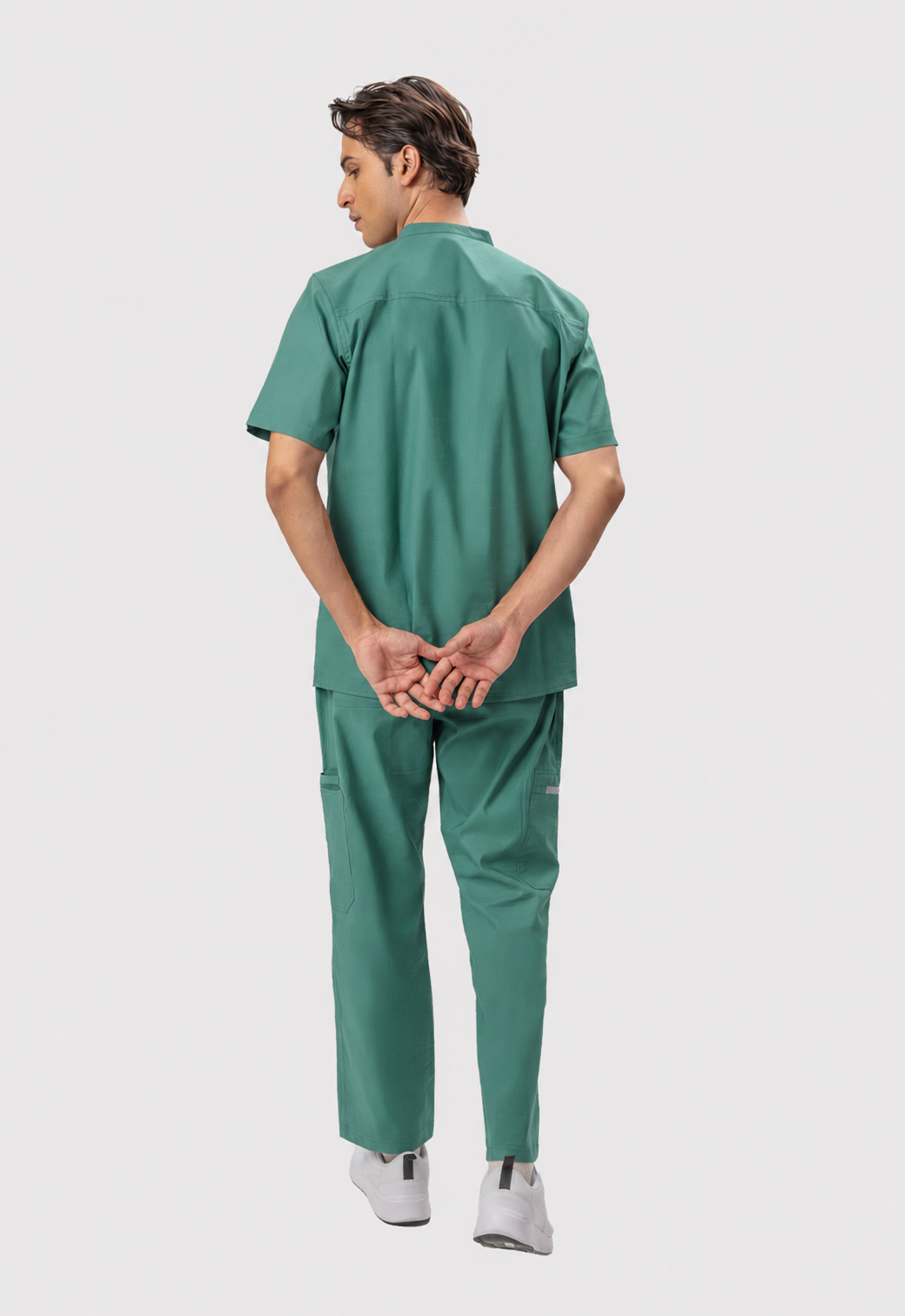 Mandarin Collar Top| Cargo Pant 9 Pocket Men's Cotton ScrubSet#Color_Ocean Teal