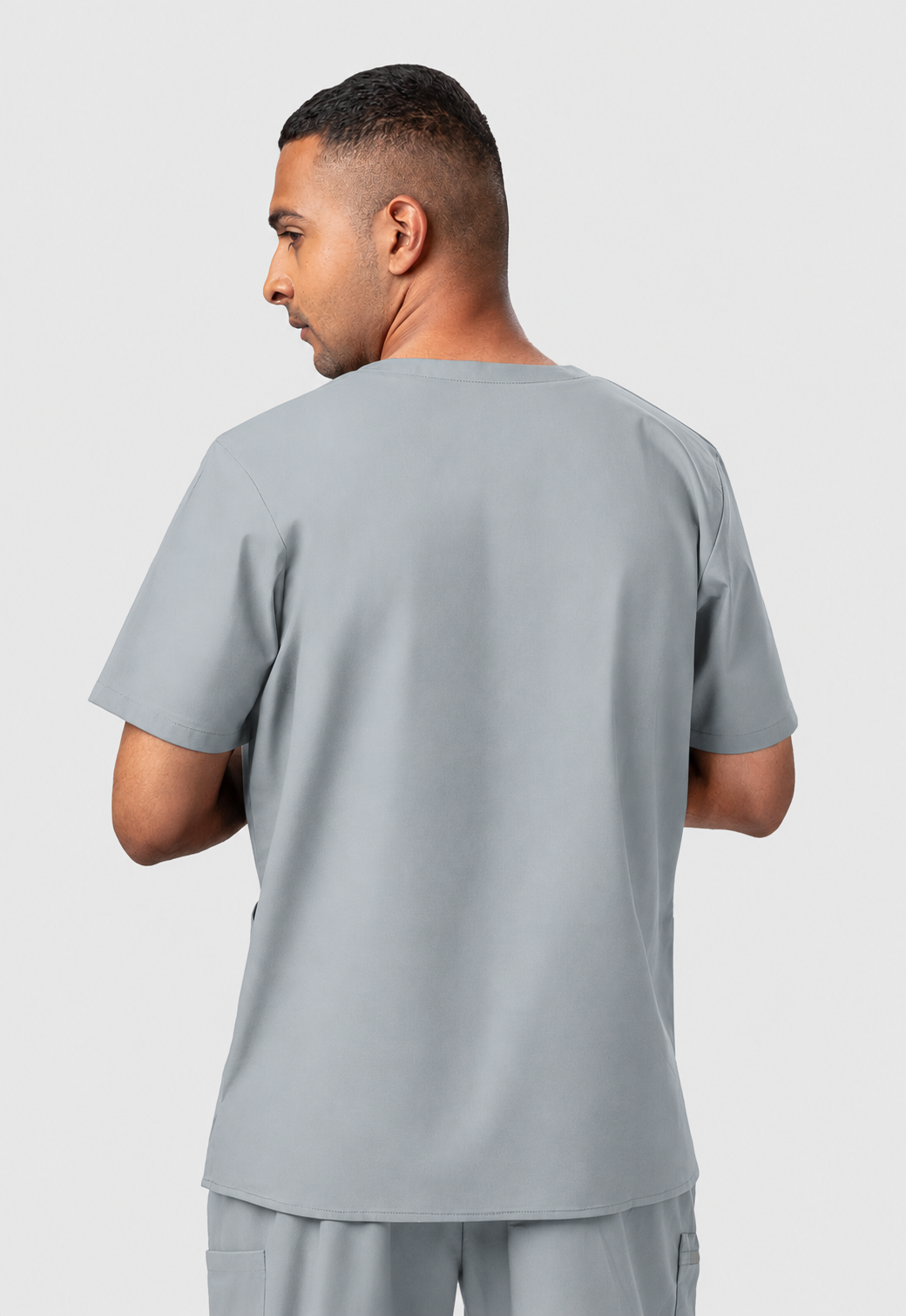 Modern V-Neck 3 Pocket Men's Cotton Scrub Top#Color_Slate Grey