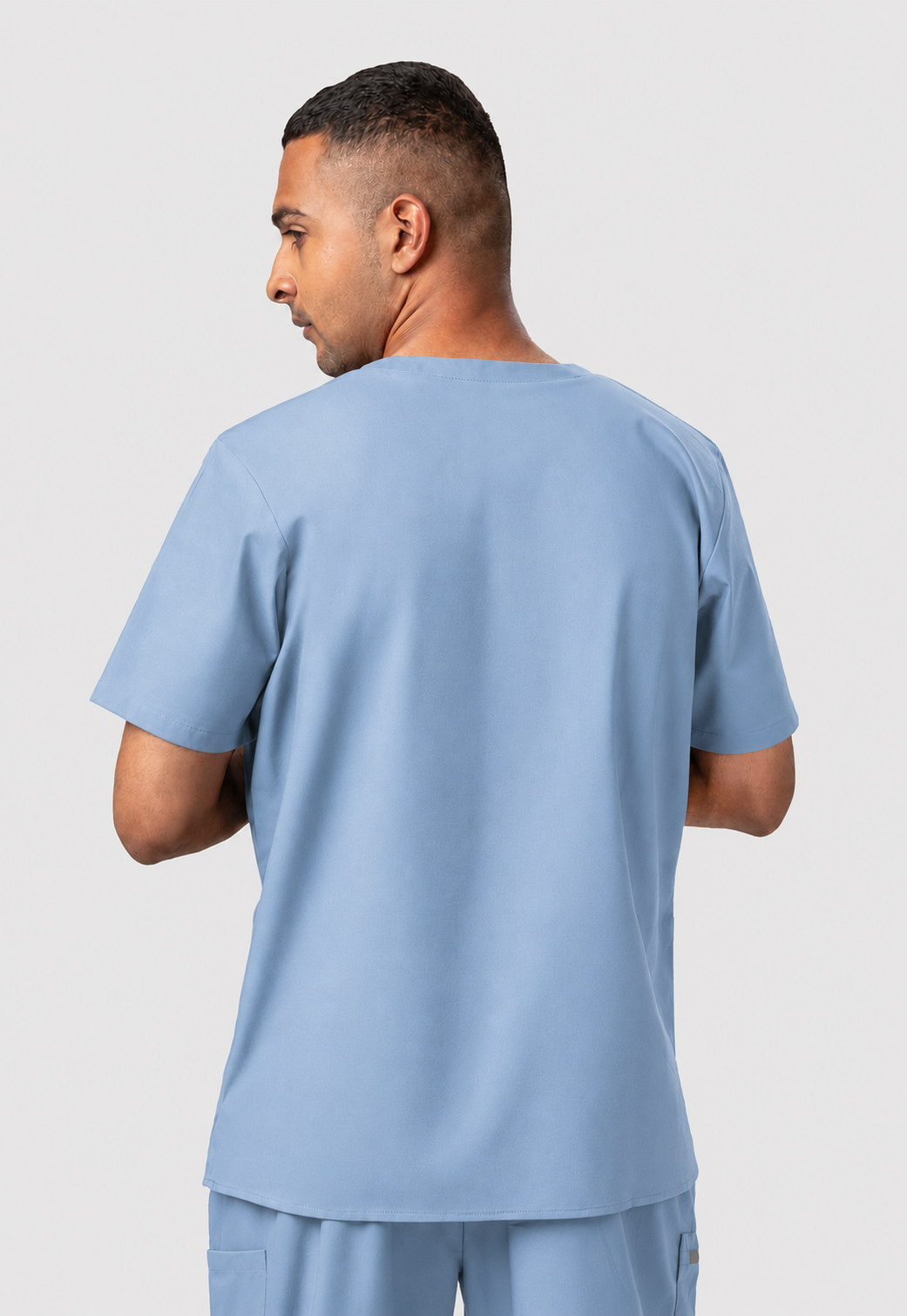 Modern V-Neck 3 Pocket Men's Cotton Scrub Top#Color_Ceil Blue