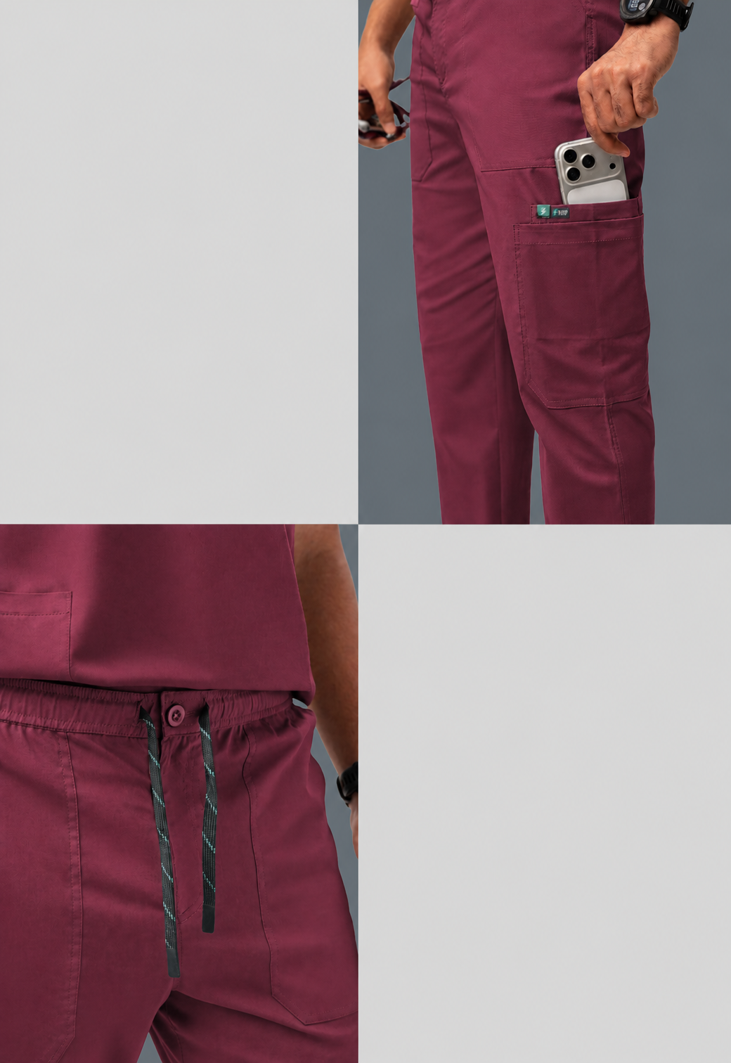 Cargo 6 Pocket Men's Cotton Scrub Pant#Color_Royal Plum