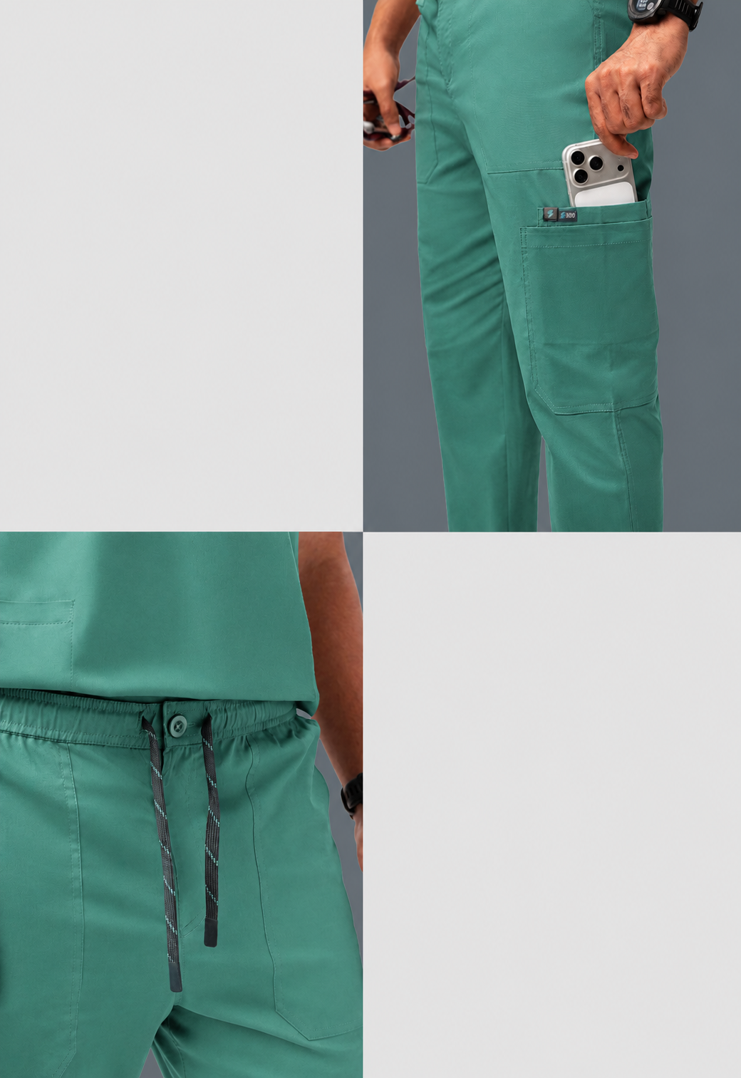 Cargo 6 Pocket Men's Cotton Scrub Pant#Color_Ocean Teal
