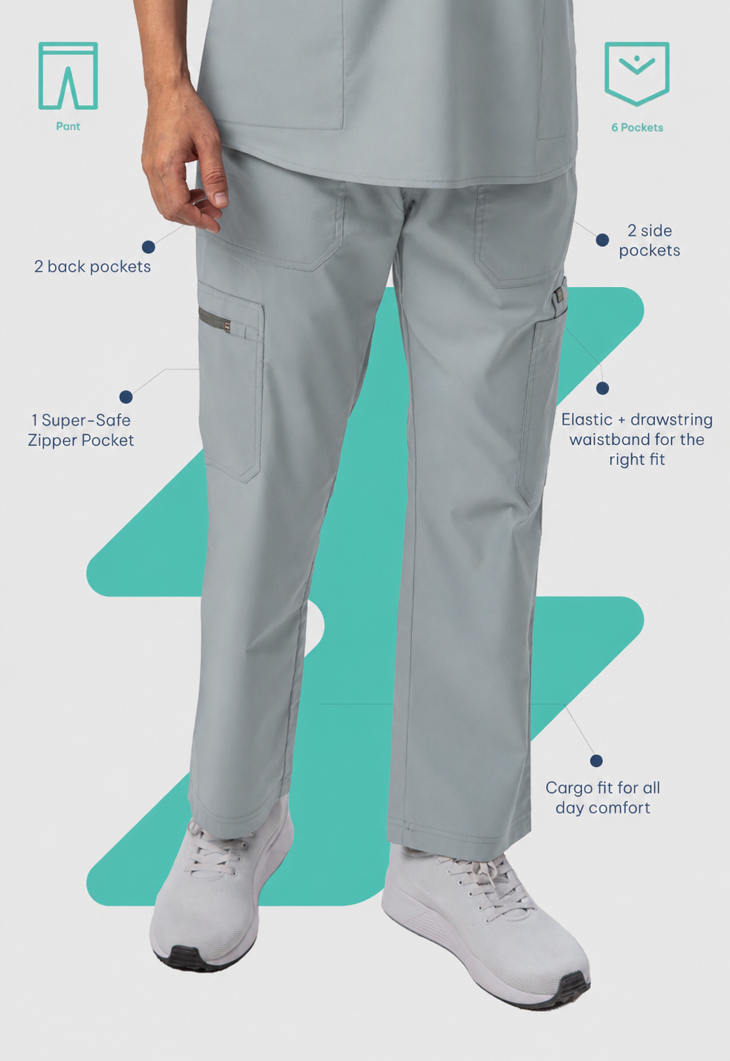 Cargo 6 Pocket Men's Cotton Scrub Pant#Color_Slate Grey