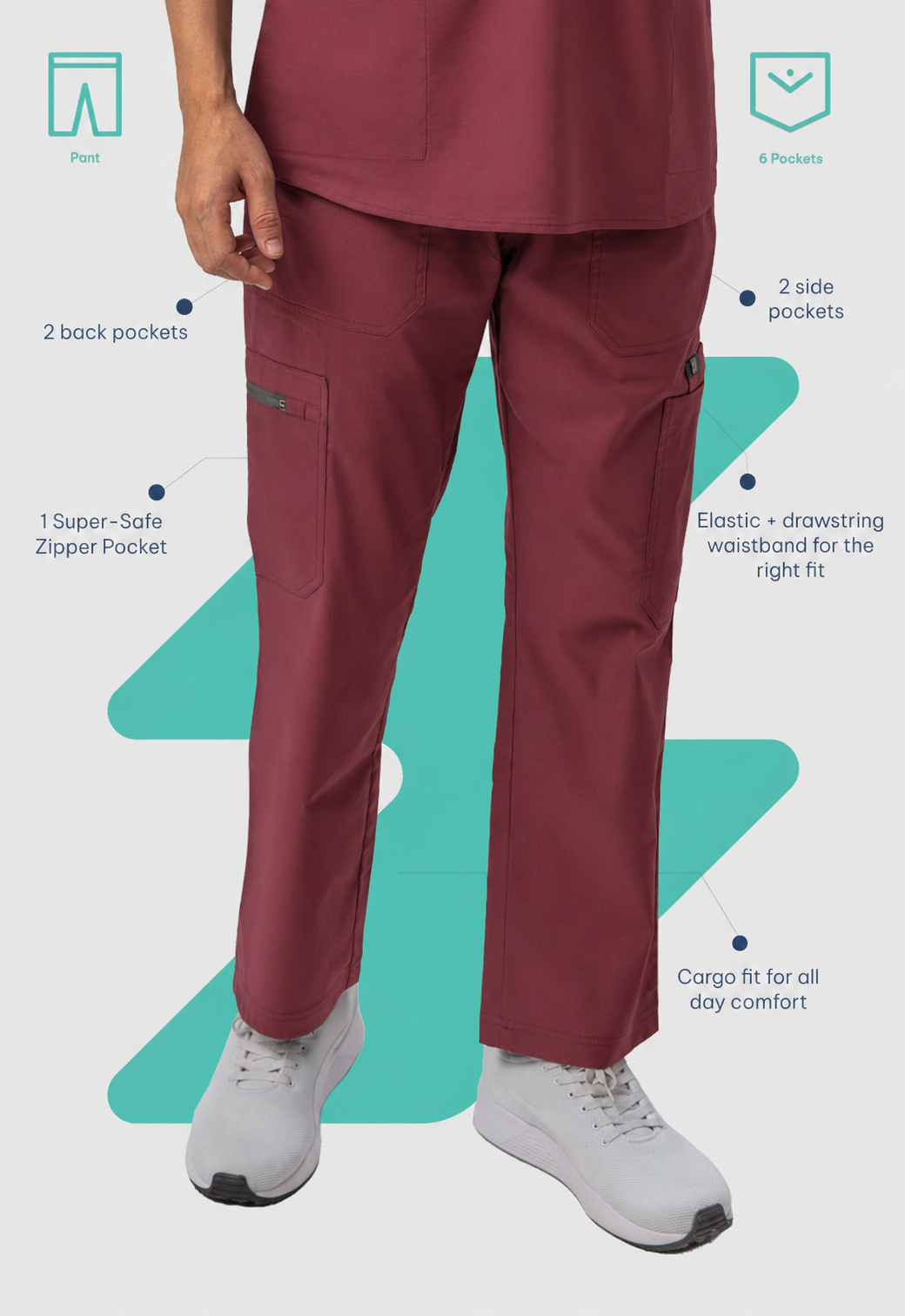 Cargo 6 Pocket Men's Cotton Scrub Pant#Color_Royal Plum