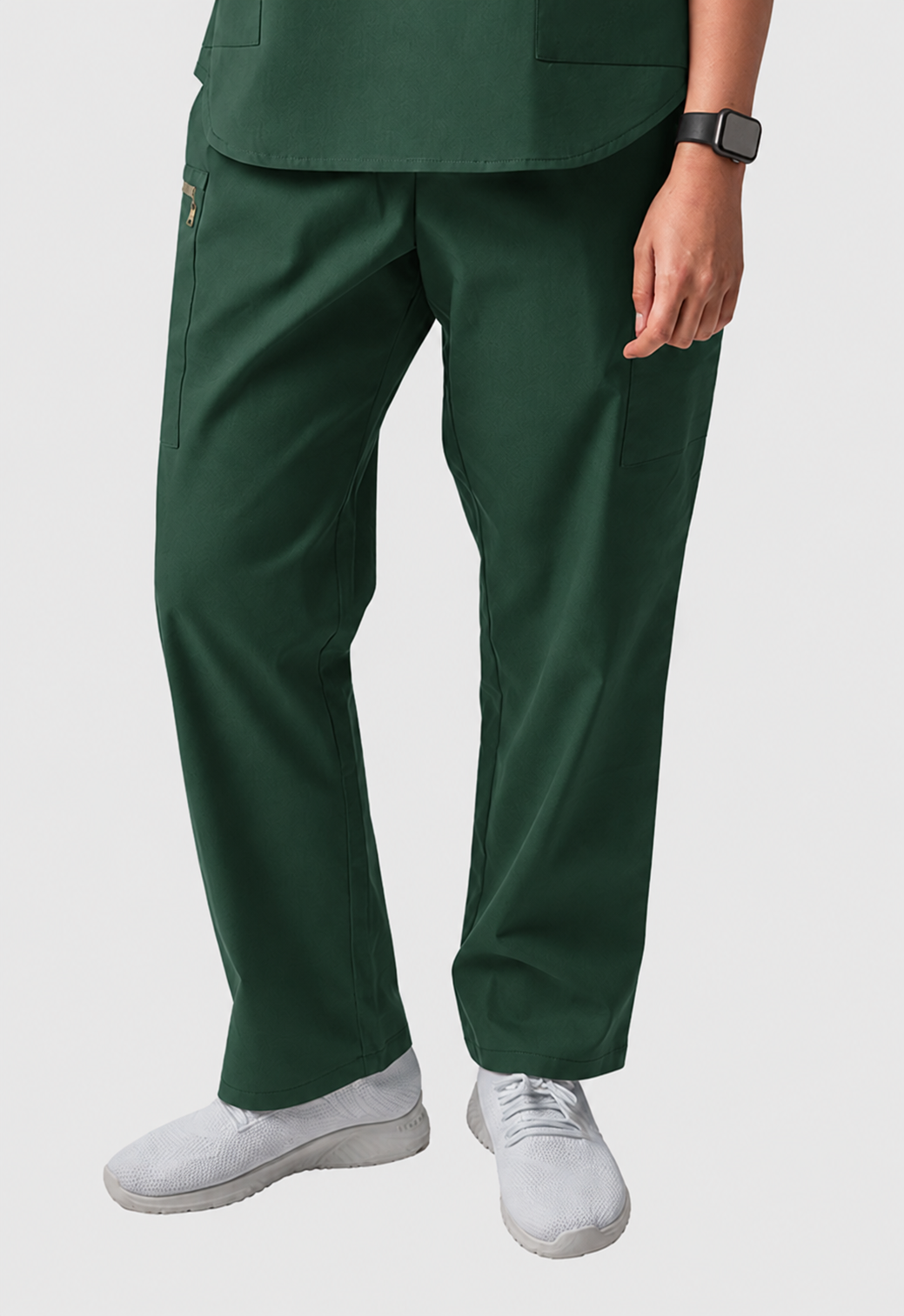 Straight 4 Pockets Women's Cotton Scrub Pant#Color_Forest Green