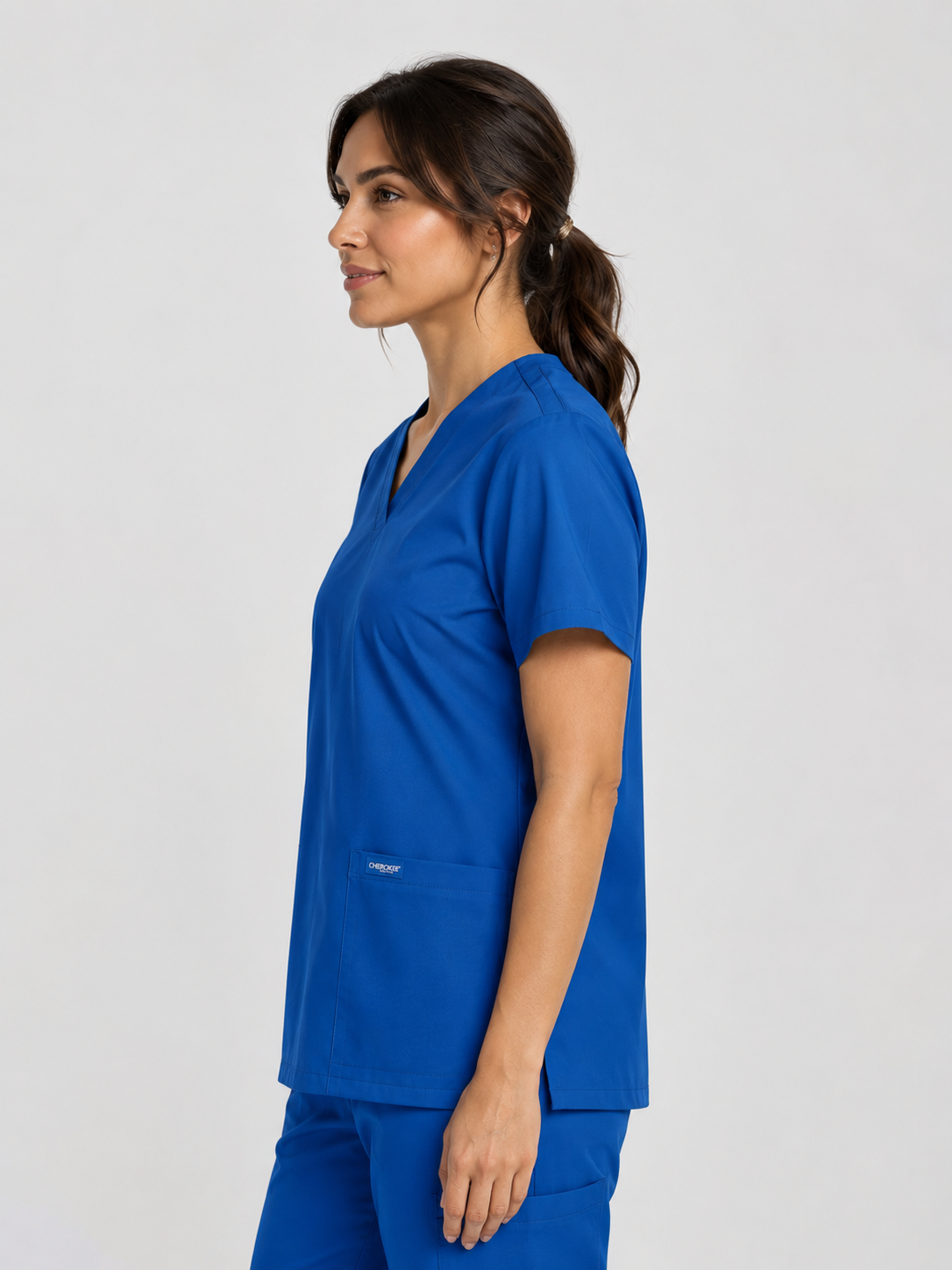 Modern V Neck 2 Pocket Unisex Scrub Top#Color_Royal Blue