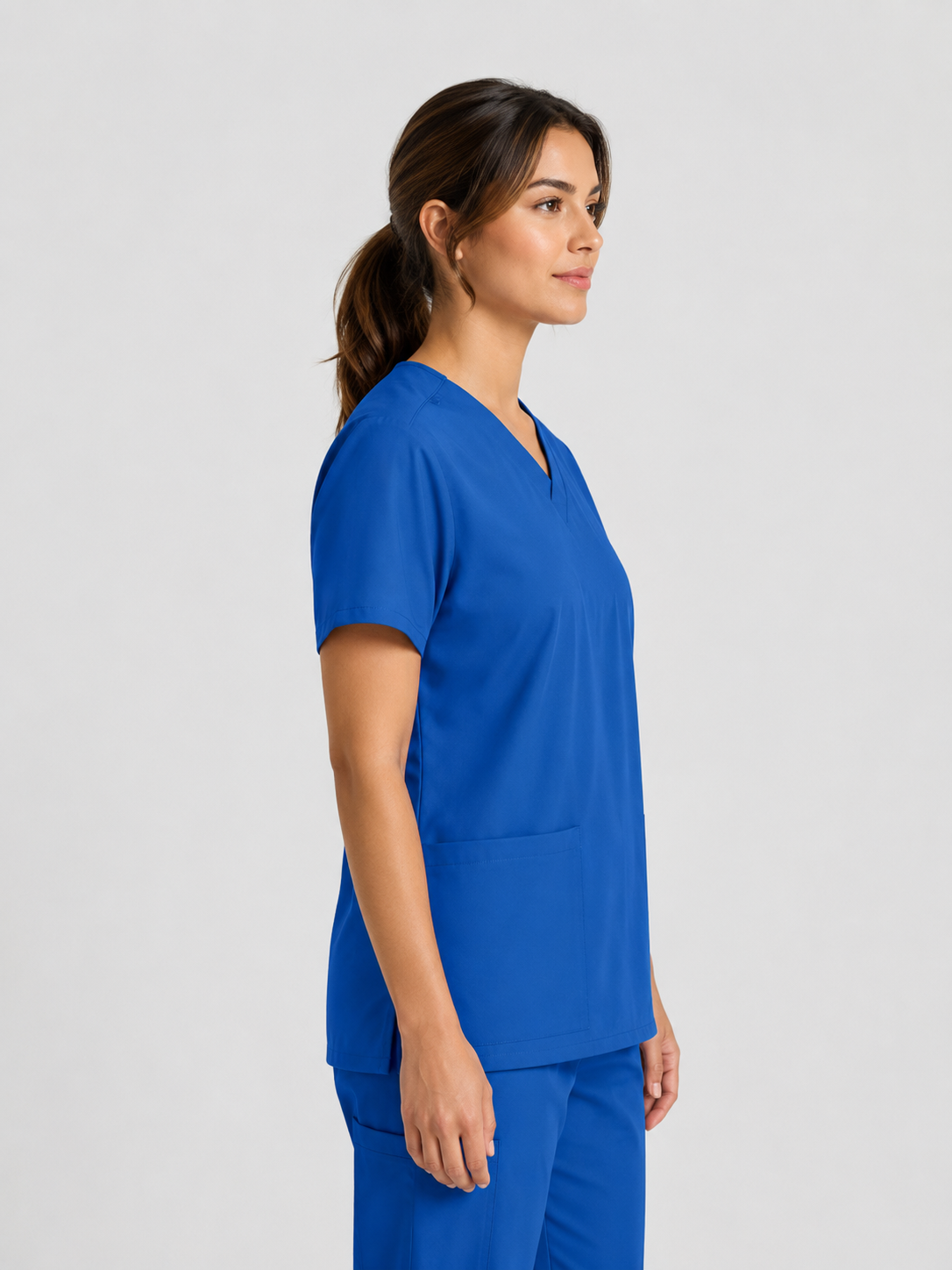 Modern V Neck 2 Pocket Unisex Scrub Top#Color_Royal Blue