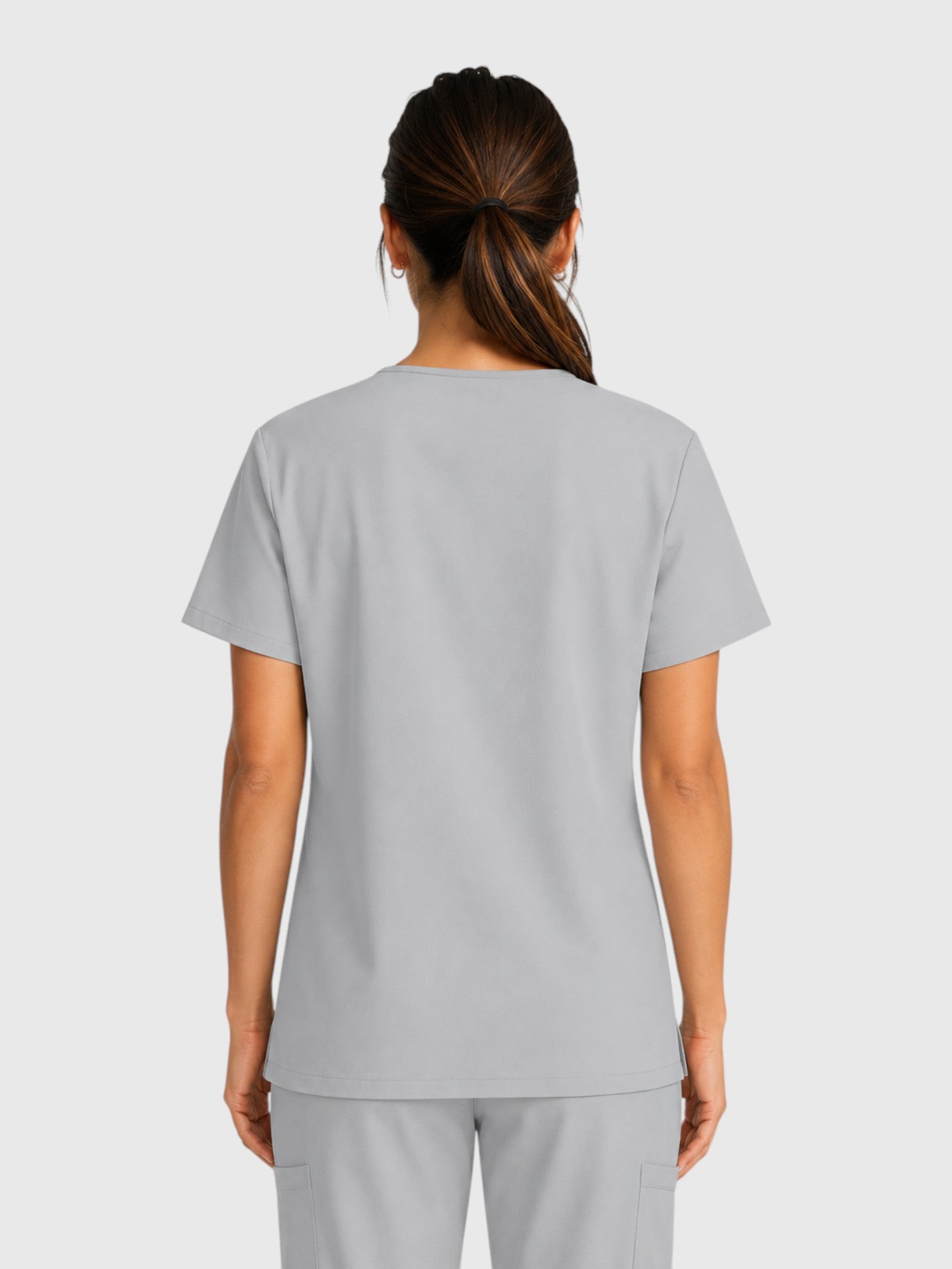 Modern V Neck 2 Pocket Unisex Scrub Top#Color_Grey