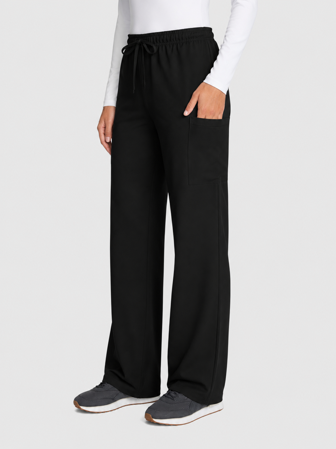 Straight Leg 3 Pocket Unisex Scrub Pant#Color_Black