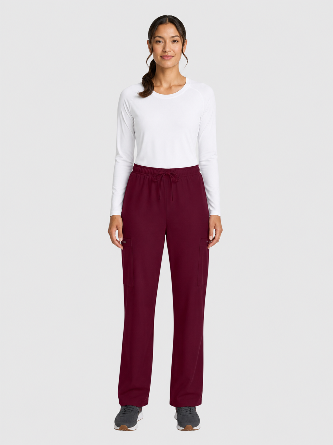 Straight Leg 3 Pocket Unisex Scrub Pant#Color_Wine