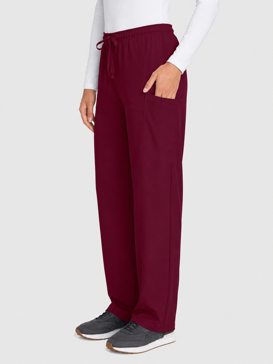 Straight Leg 3 Pocket Unisex Scrub Pant#Color_Wine