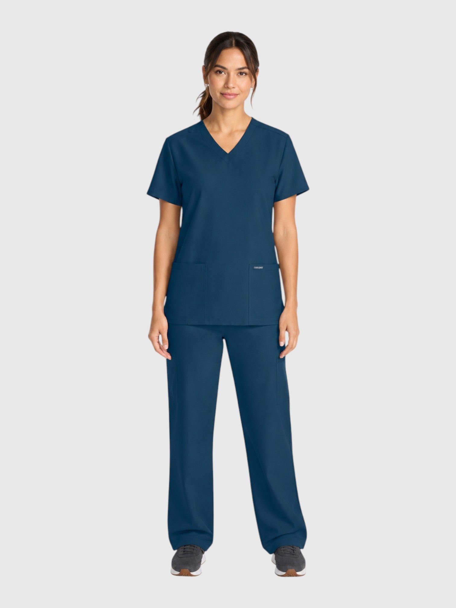 Modern V Neck 2 Pocket Unisex Scrub Top#Color_Caribbean Blue