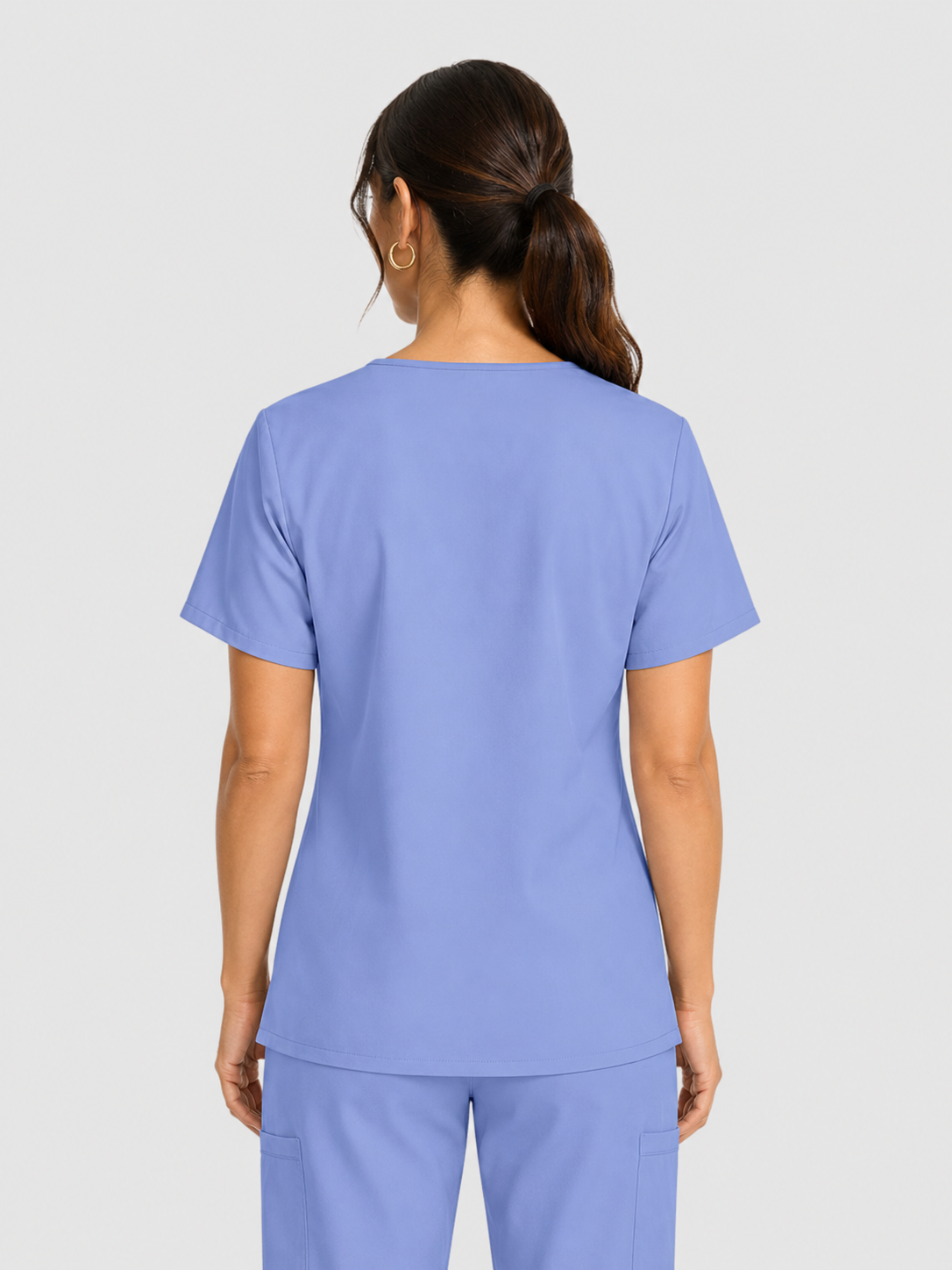 V-Neck Top | Straight Leg Pant 5 Pocket Unisex Scrub Set#Color_Ceil Blue