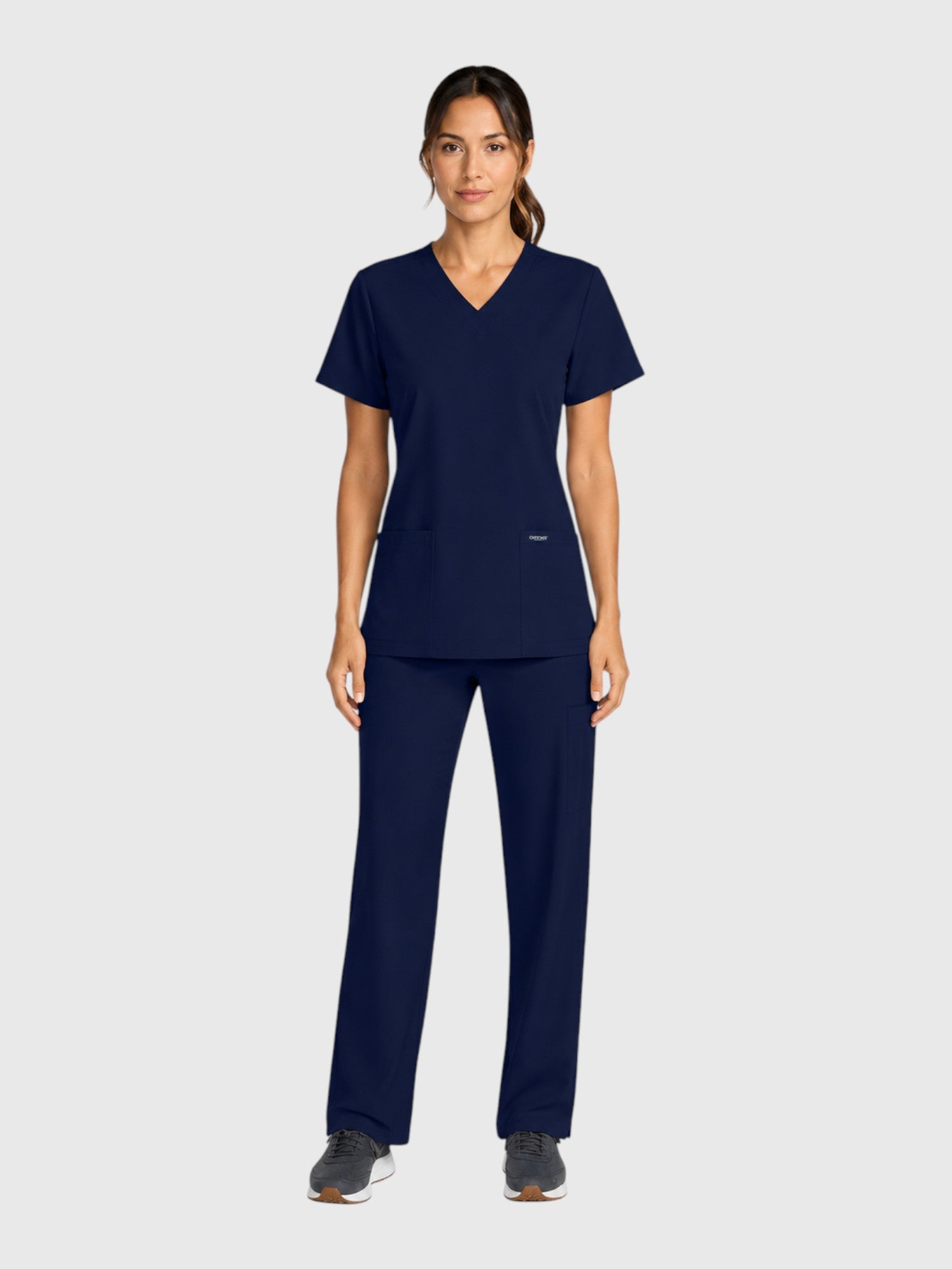 Modern V Neck 2 Pocket Unisex Scrub Top#Color_Navy Blue