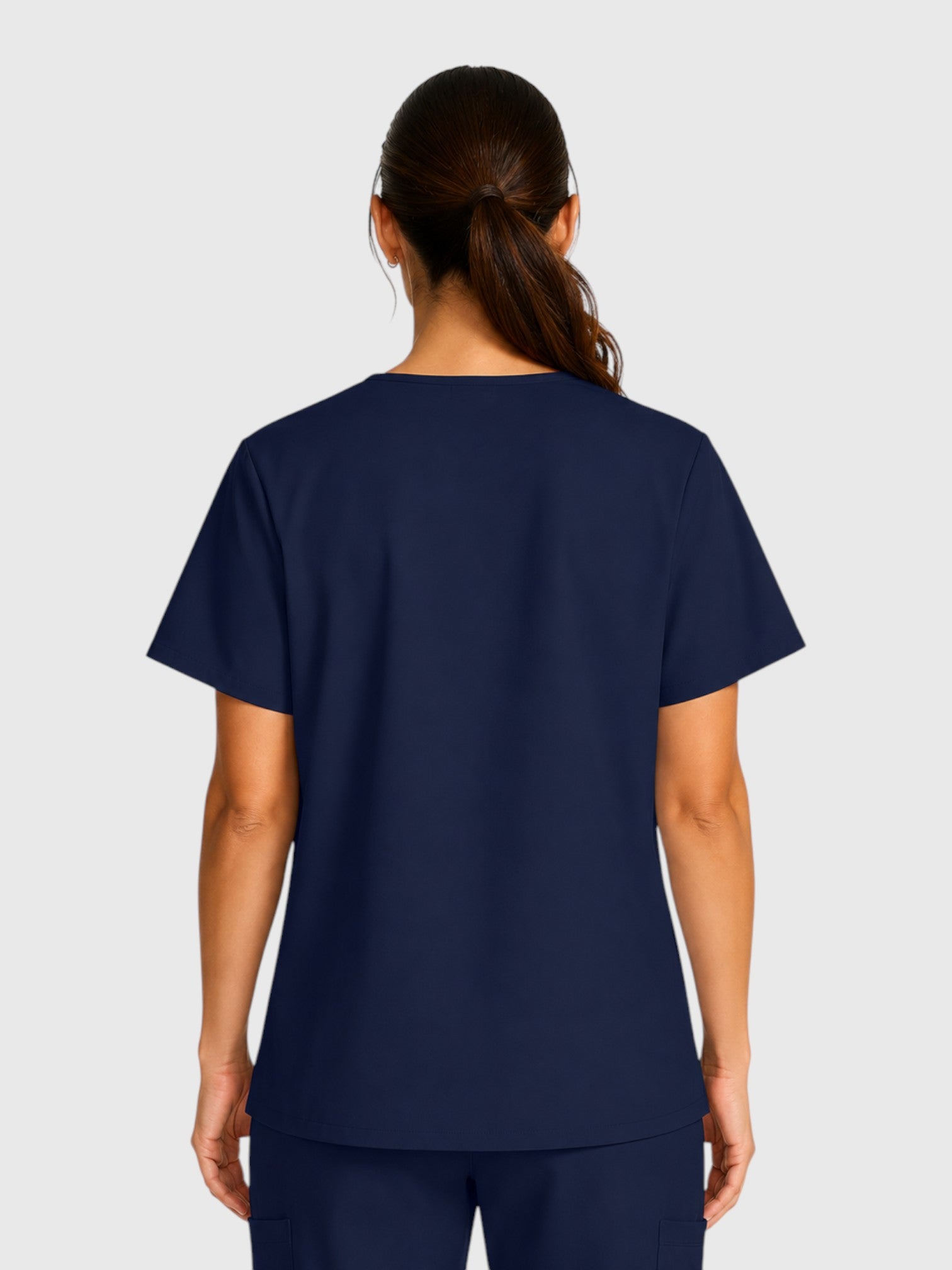 Modern V Neck 2 Pocket Unisex Scrub Top#Color_Navy Blue