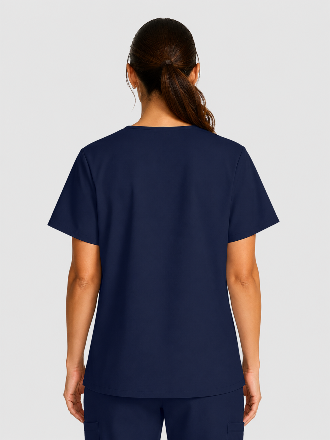 V-Neck Top | Straight Leg Pant 5 Pocket Unisex Scrub Set#Color_Navy Blue