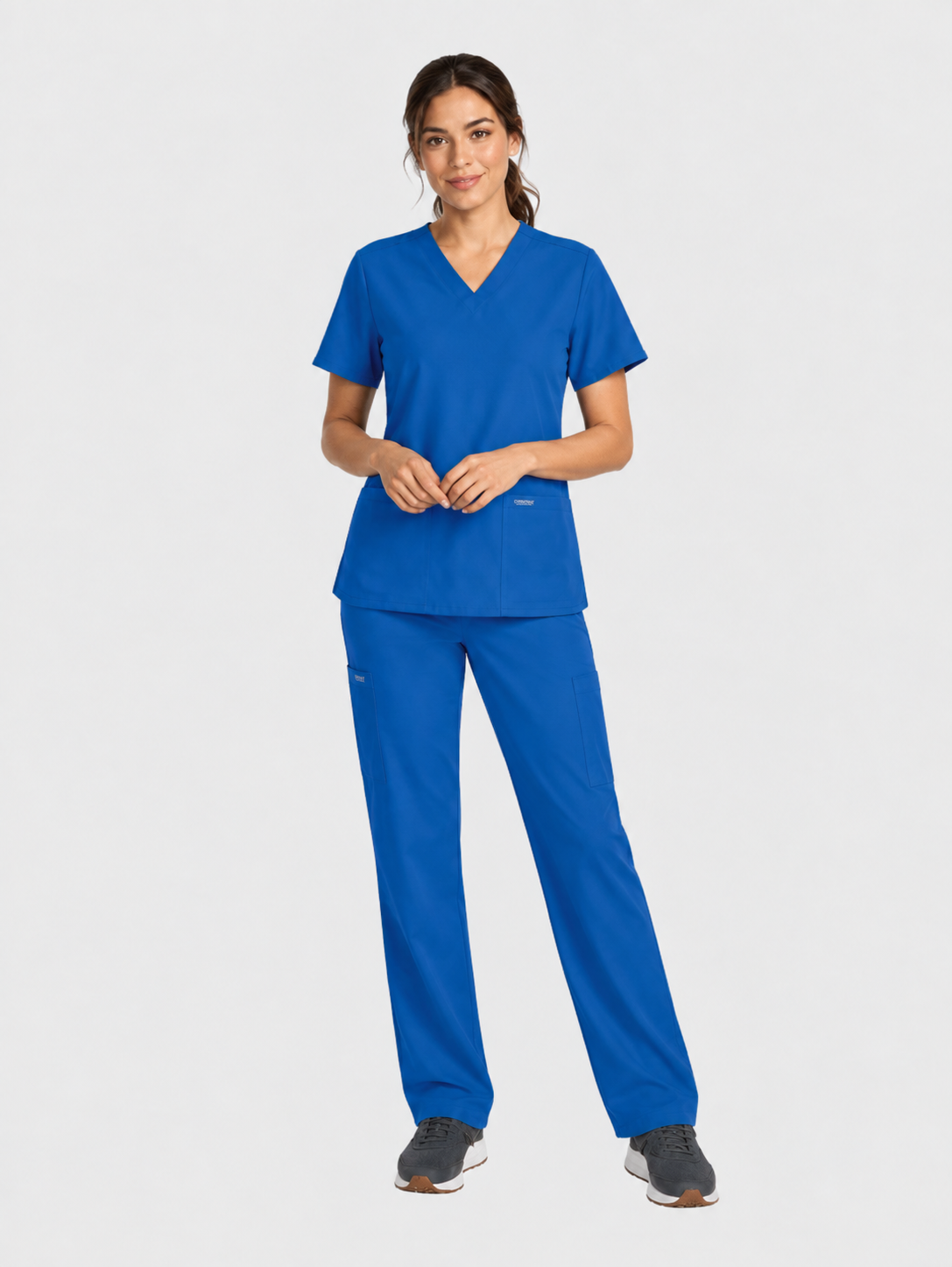 V-Neck Top | Straight Leg Pant 5 Pocket Unisex Scrub Set#Color_Royal Blue