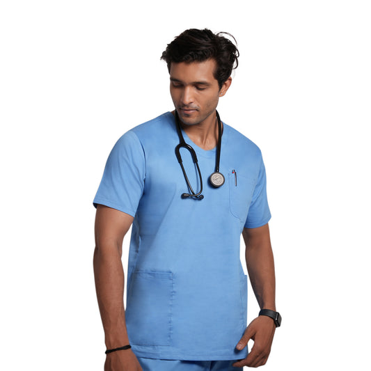 Men's Audere Classic Fit (Ceil Blue) Scrub Set ( Only Top Customization )