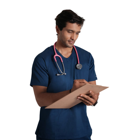 Scrubstory LivFresh Mens Scrub Top, Audere Classic Fit-Air Blue