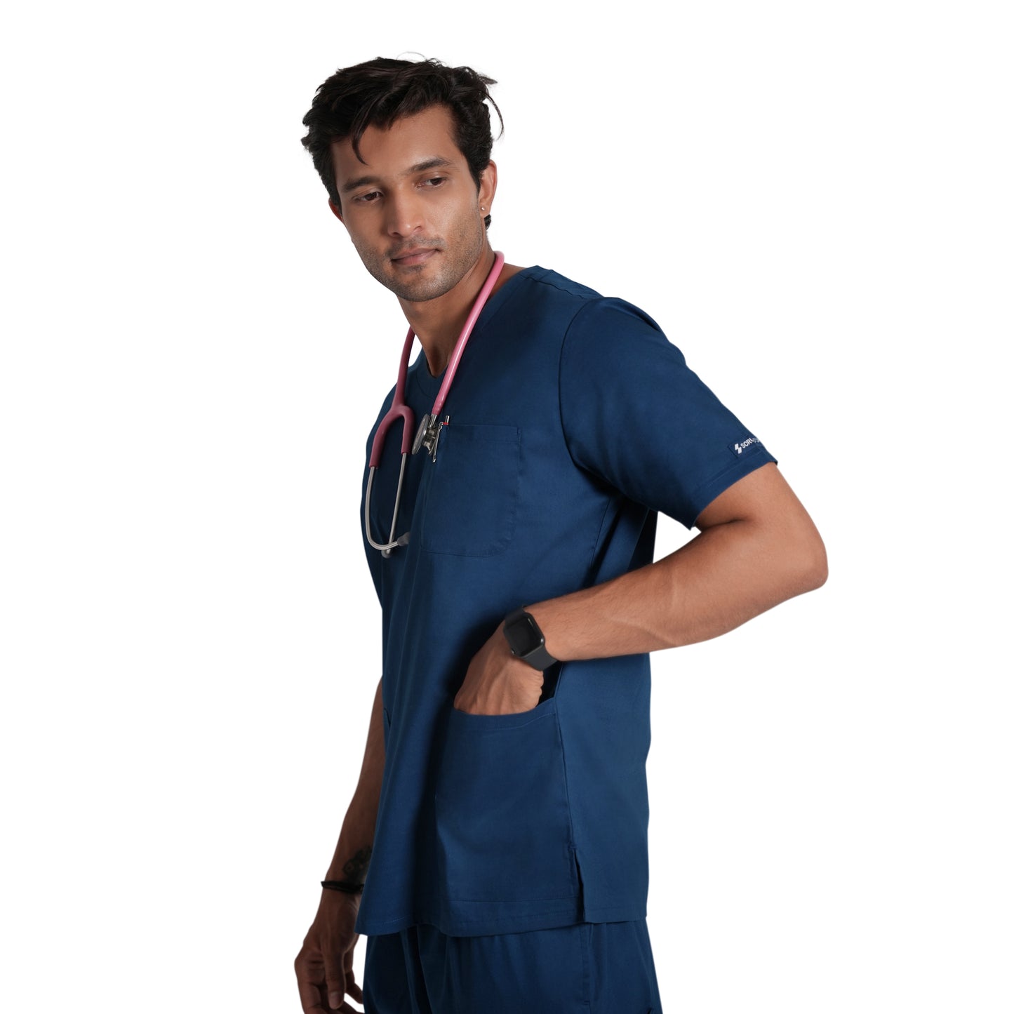 Scrubstory LivFresh Mens Scrub Top, Audere Classic Fit-Air Blue