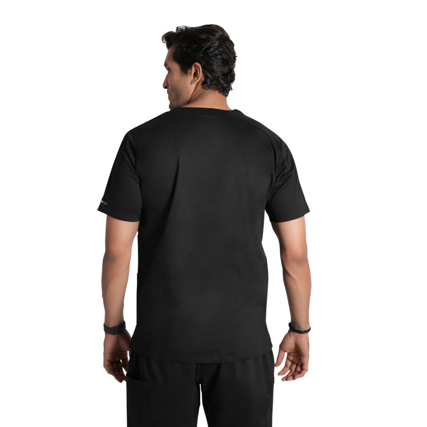 Scrubstory LivFresh Mens Scrub Top, Audere Classic Fit-Black