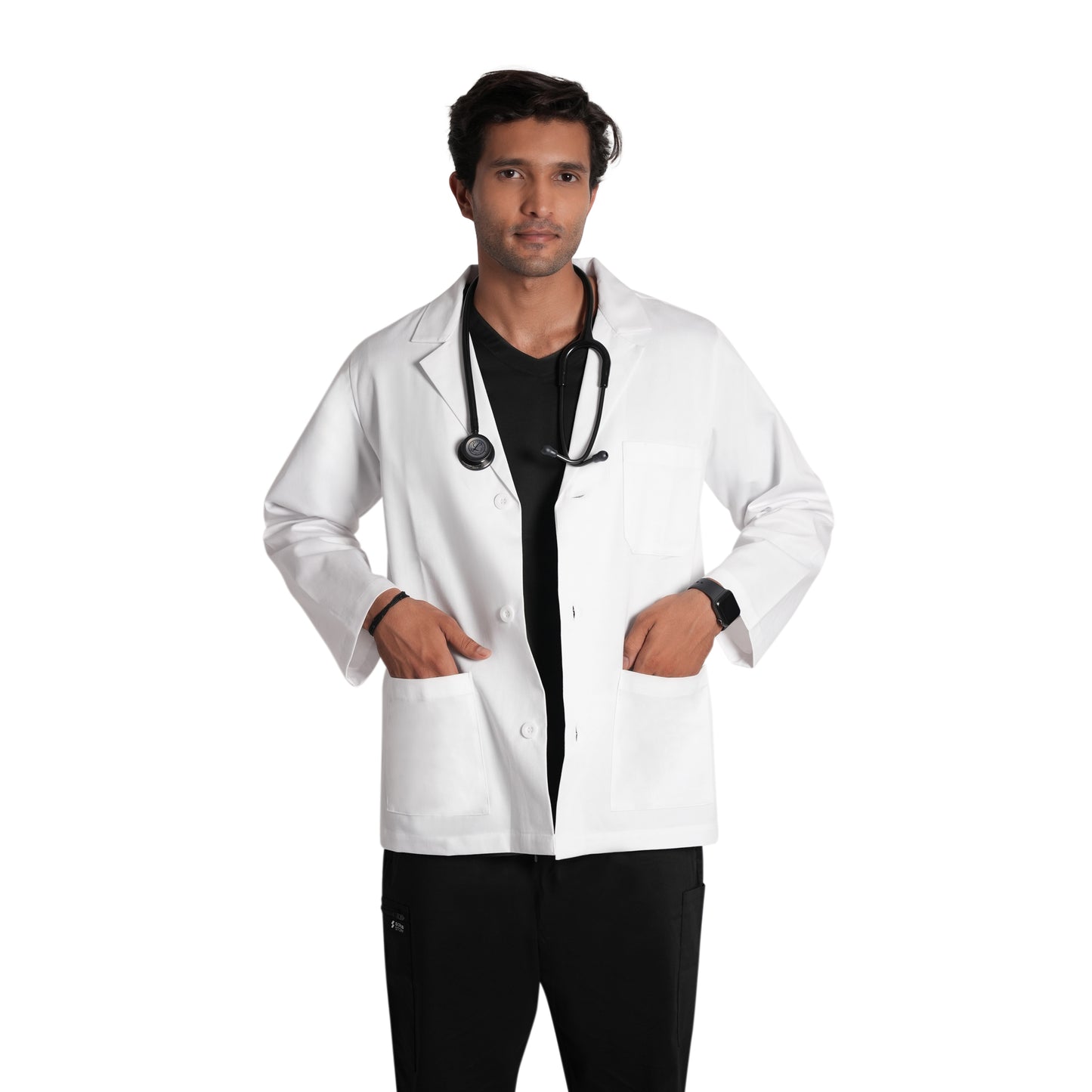 ScrubStory Mens Valor LabCoats Short with Long Sleeve