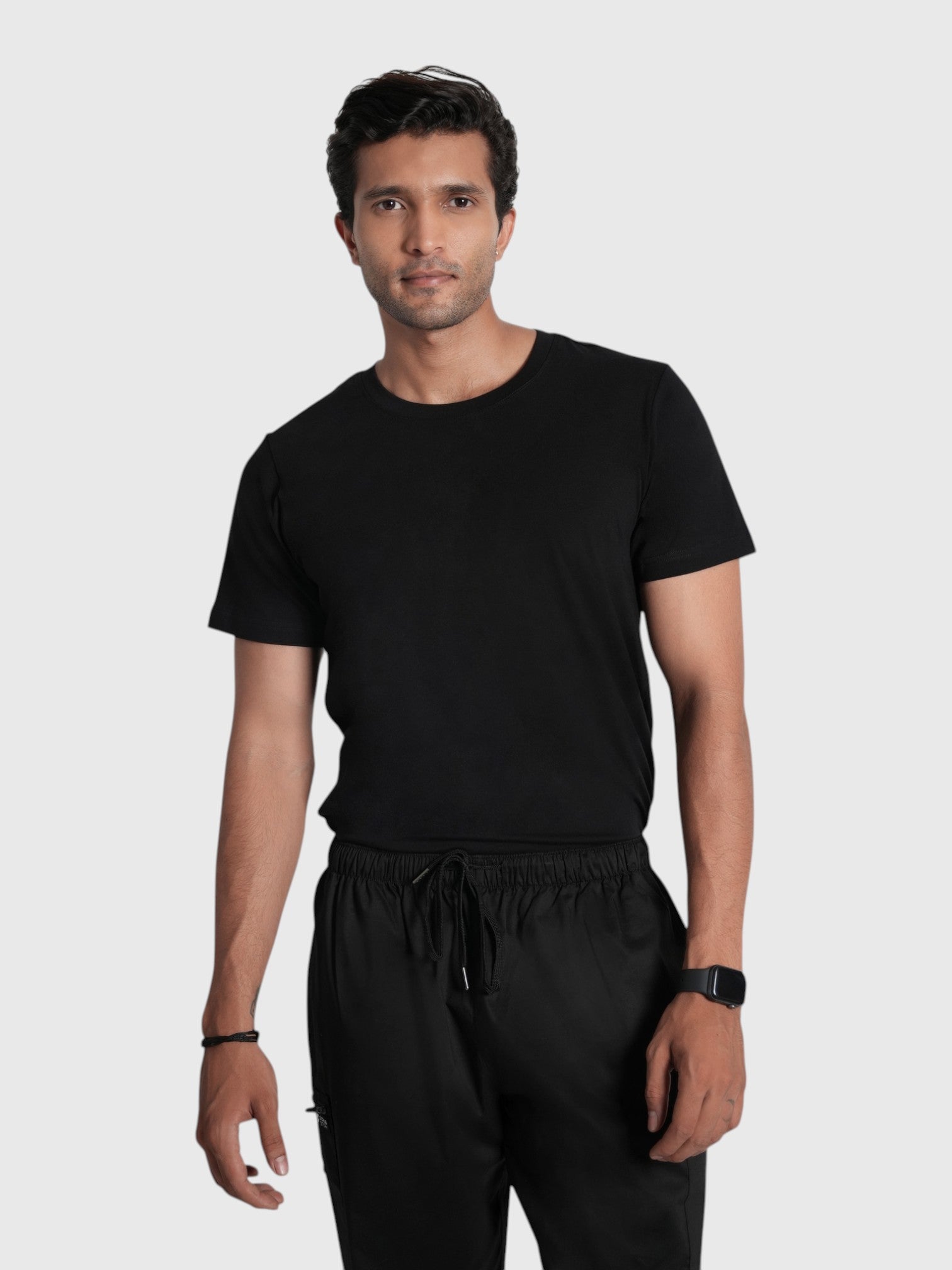 CloudFresh Men Half Sleeve Underscrub#Color_Black