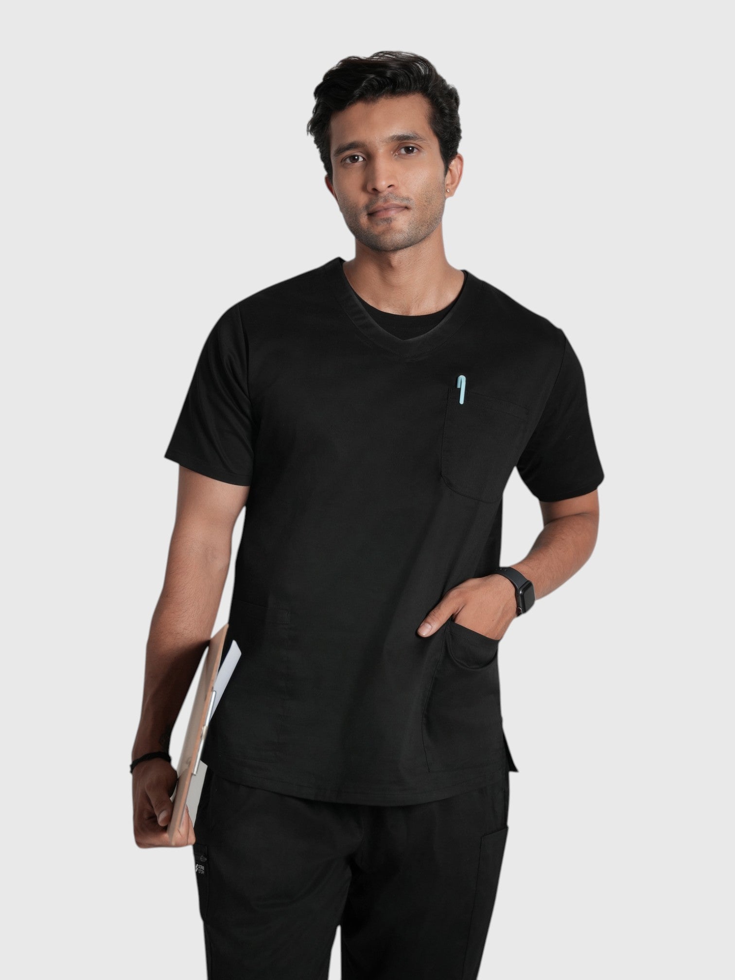 CloudFresh Men Half Sleeve Underscrub#Color_Black
